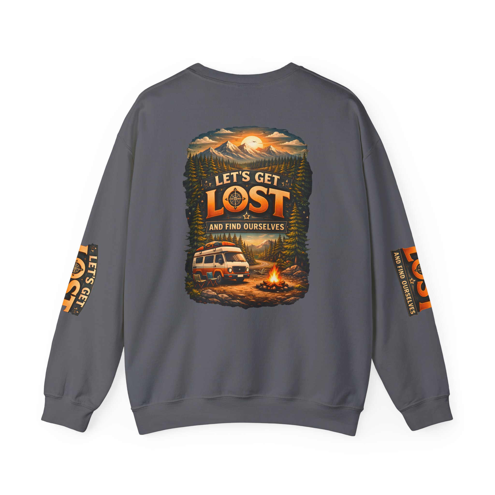 Unisex Heavy Blend™ Crewneck Sweatshirt — "Let´s Get Lost And Found Ourselfs" Design Scenic-Line