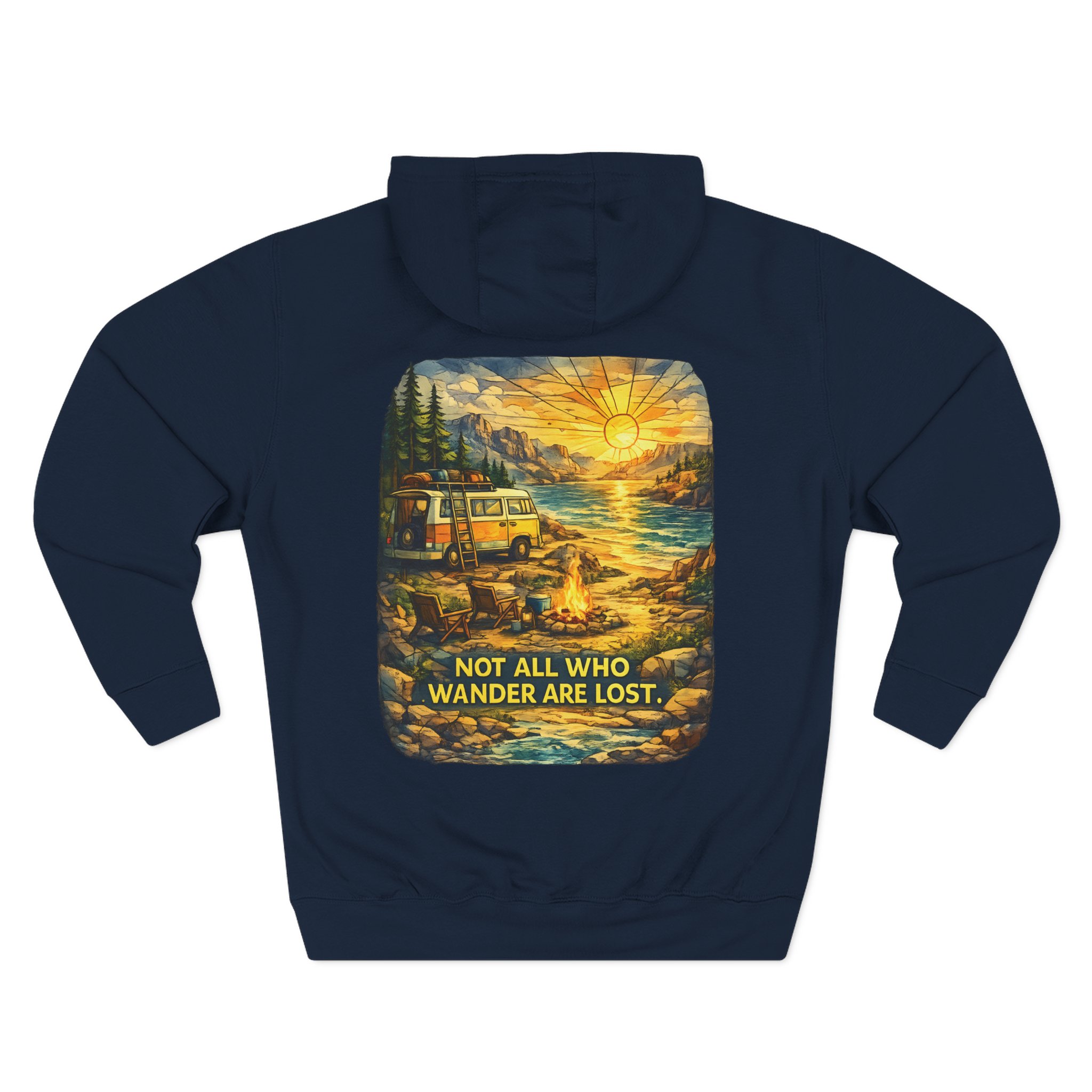 10596277420113338502_2048.jpeg Three-Panel Fleece Hoodie - "Not All Who Wander Are Lost" Design Cubic-Line