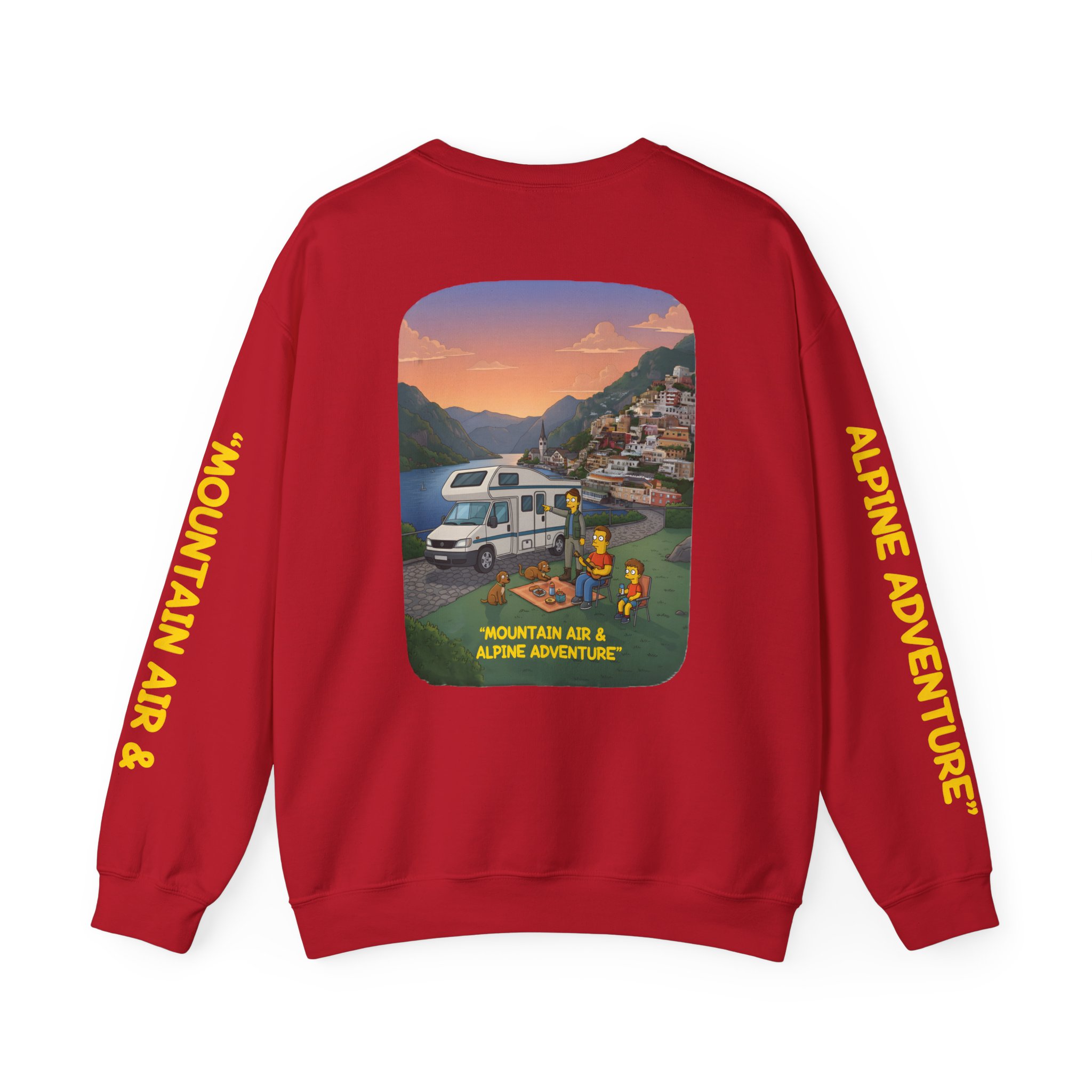 Unisex Heavy Blend™ Crewneck Sweatshirt — "Mountain Air-Alpine Adventure" Design Sitcom-Line