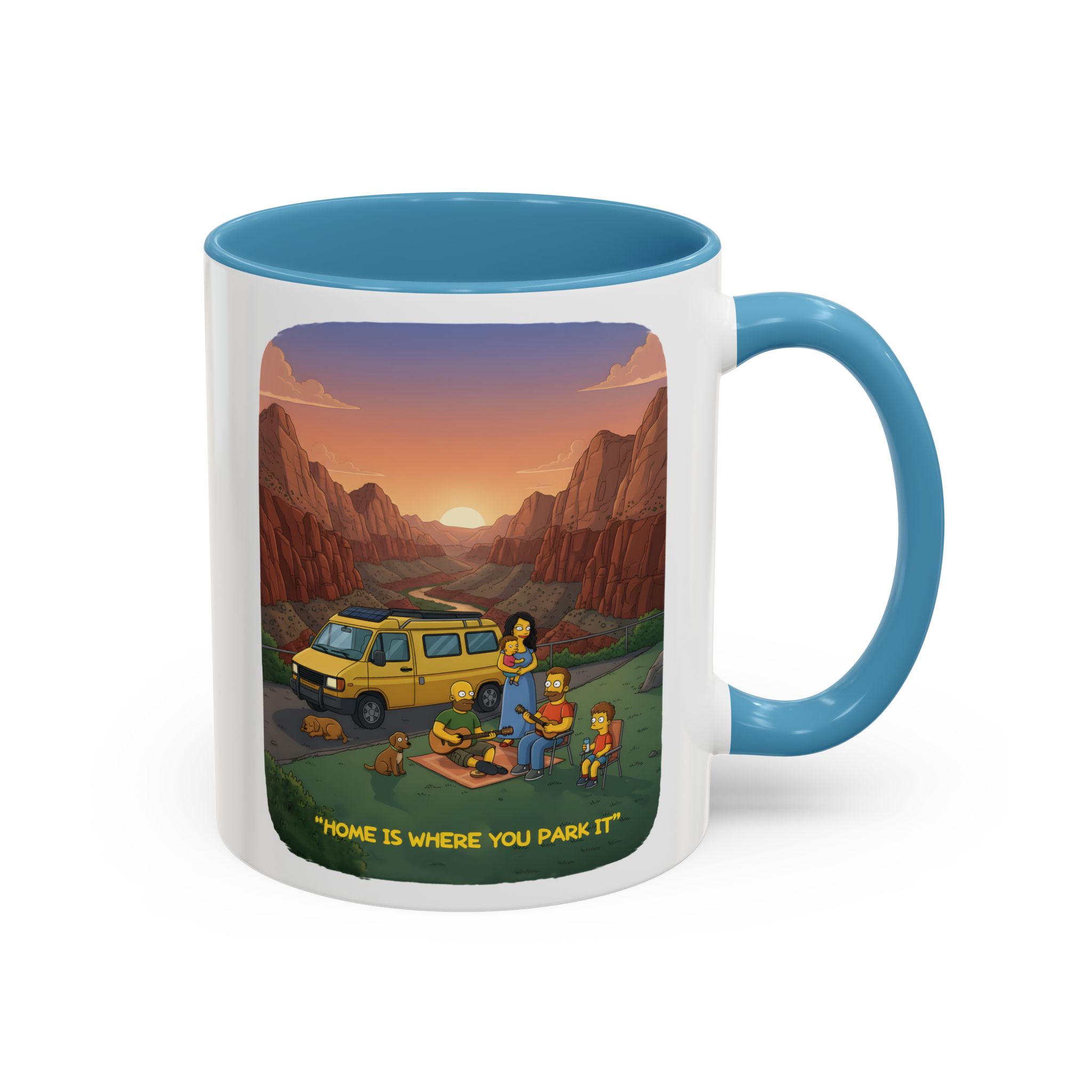 Accent Coffee Mug (11, 15oz) — "Home Is Where You Park It" Design Sitcom-Line