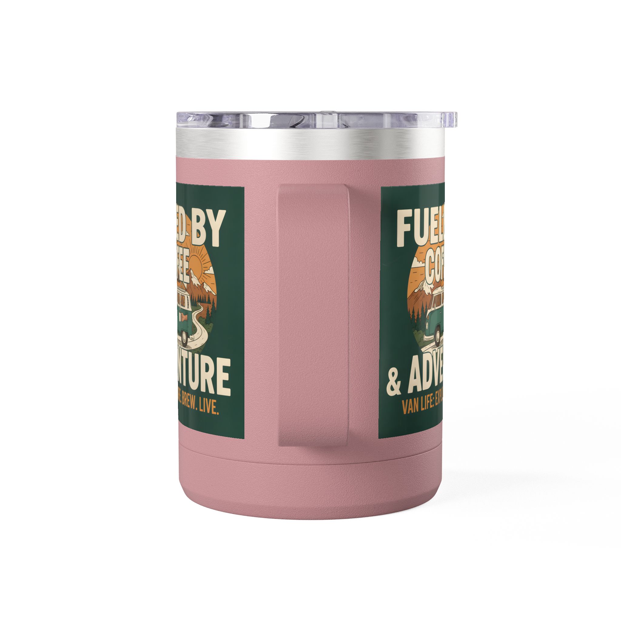 Coffee Mug Tumbler, 15oz — "Fueled by Coffee & Adventure"