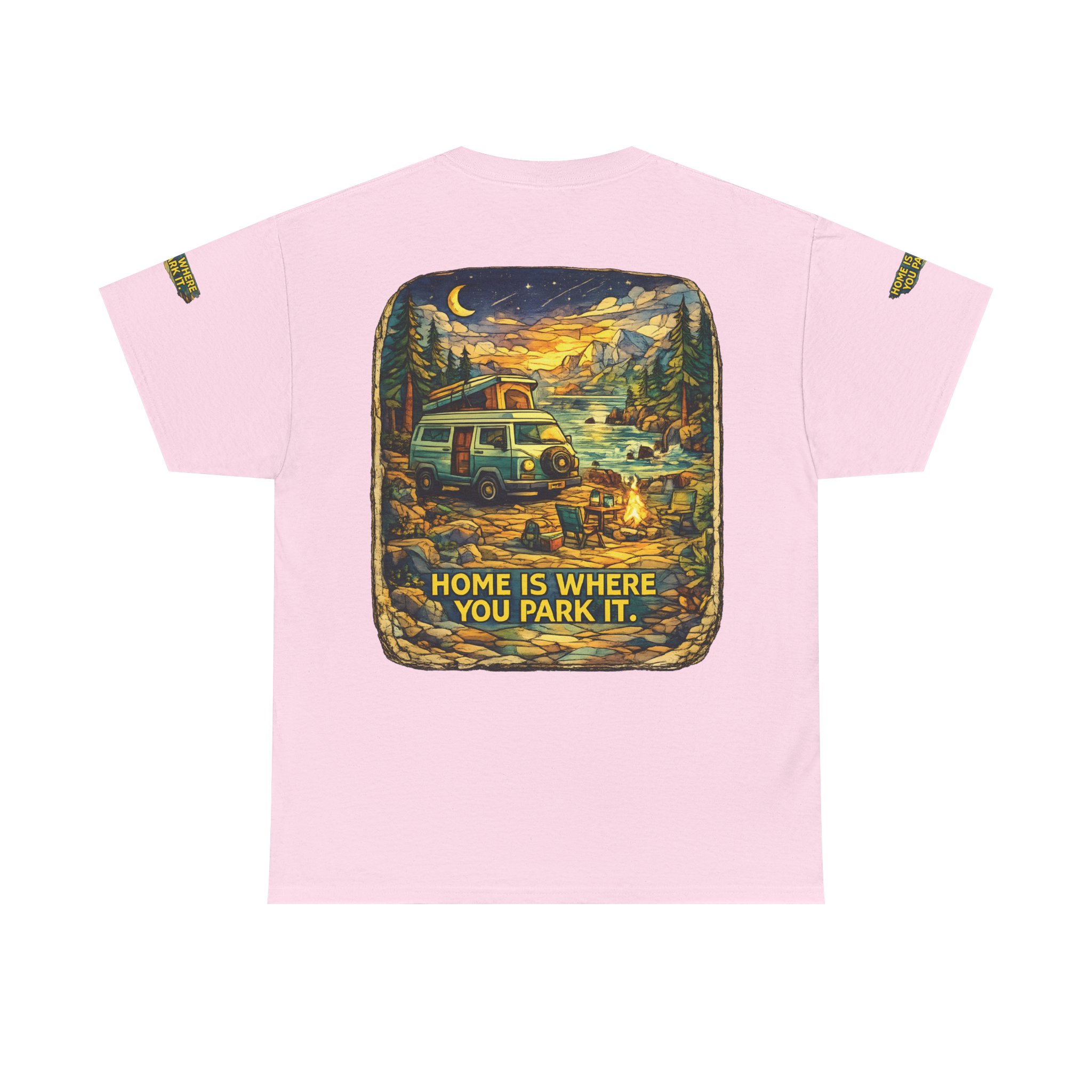 Unisex Heavy Cotton Tee — "Home Is Where You Park It" Design Cubic-Line