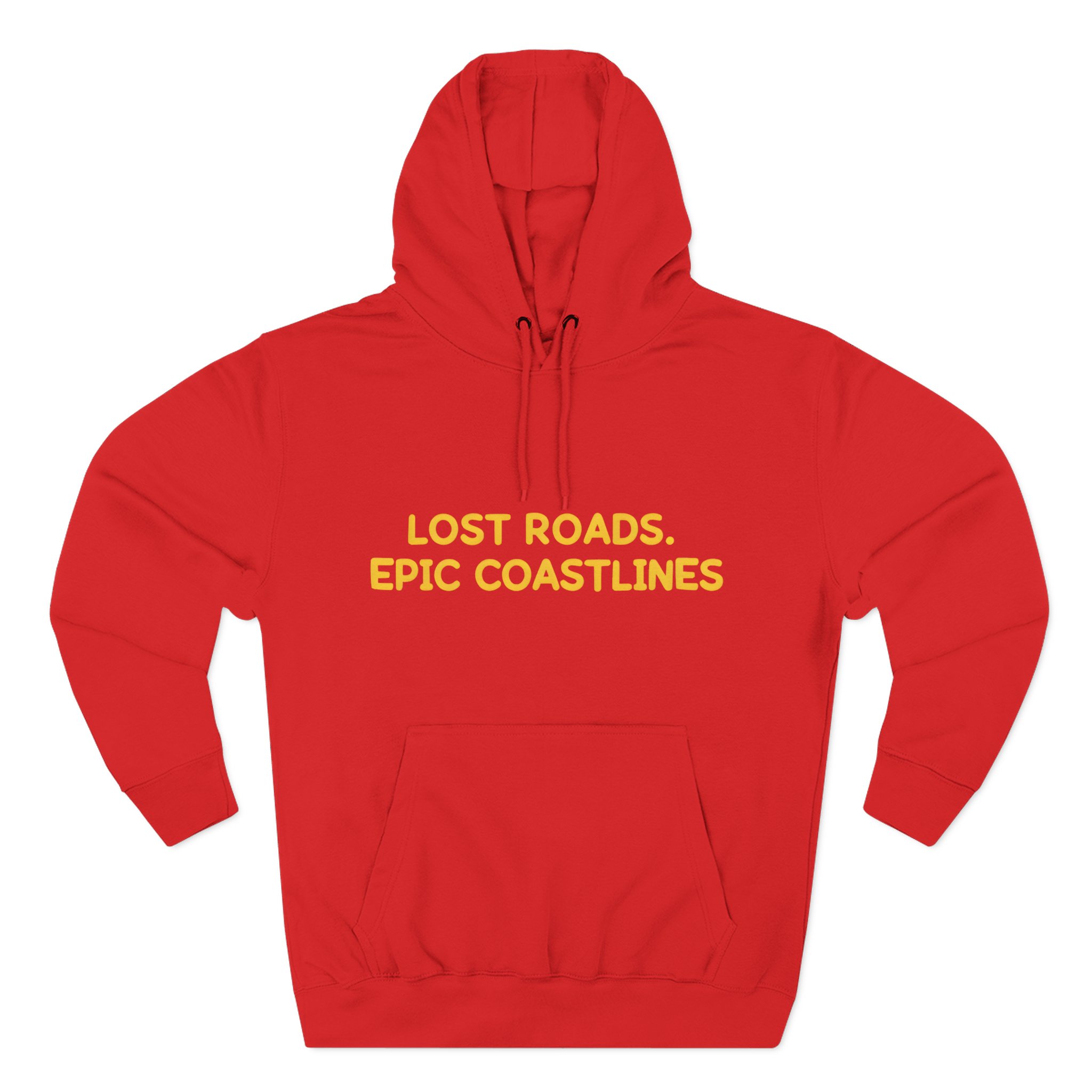 Three-Panel Fleece Hoodie - "Lost Roads Epic Coastlines" Design Sitcom-Line