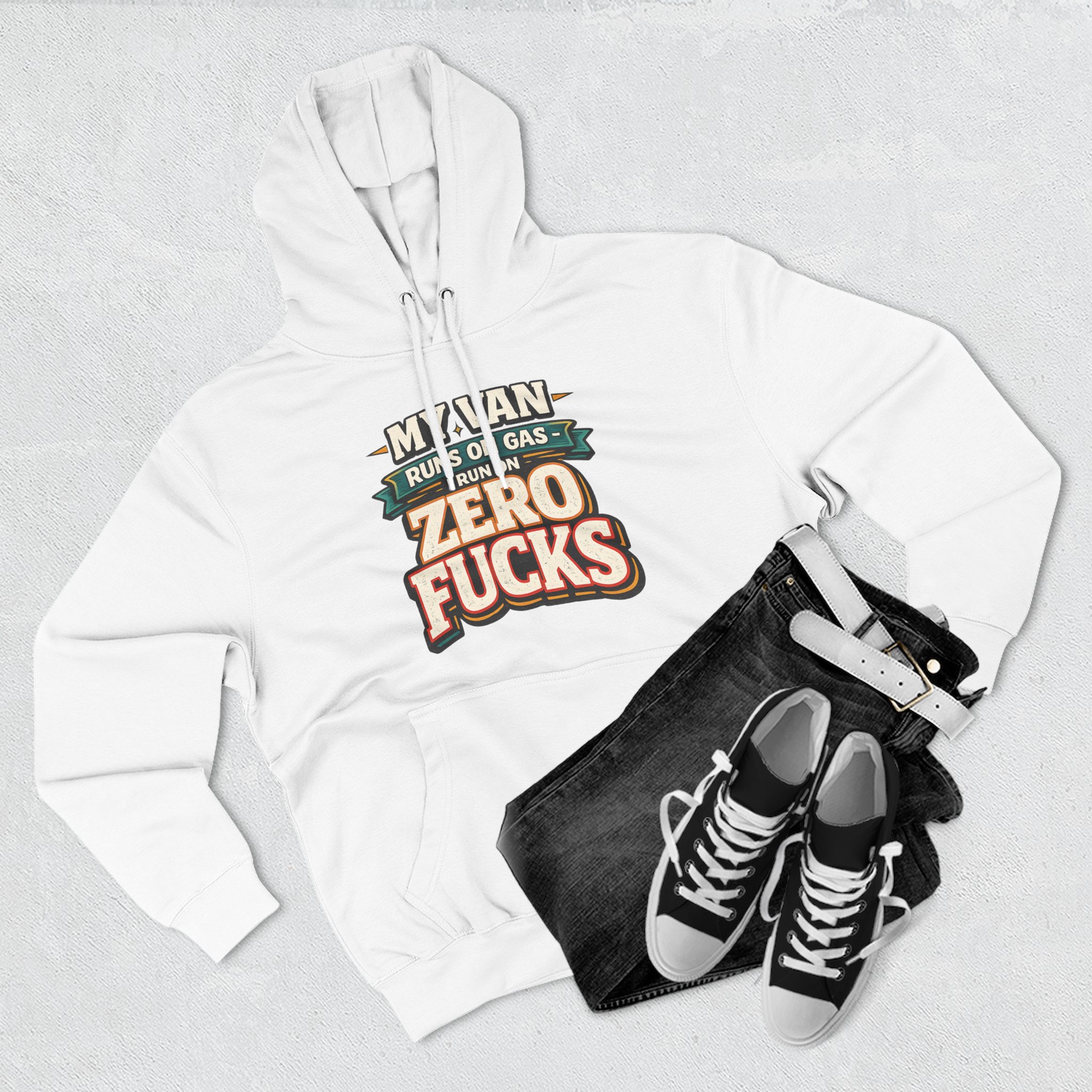 Three-Panel Fleece Hoodie - "My Van Runs On Gas" Design F**K-Line