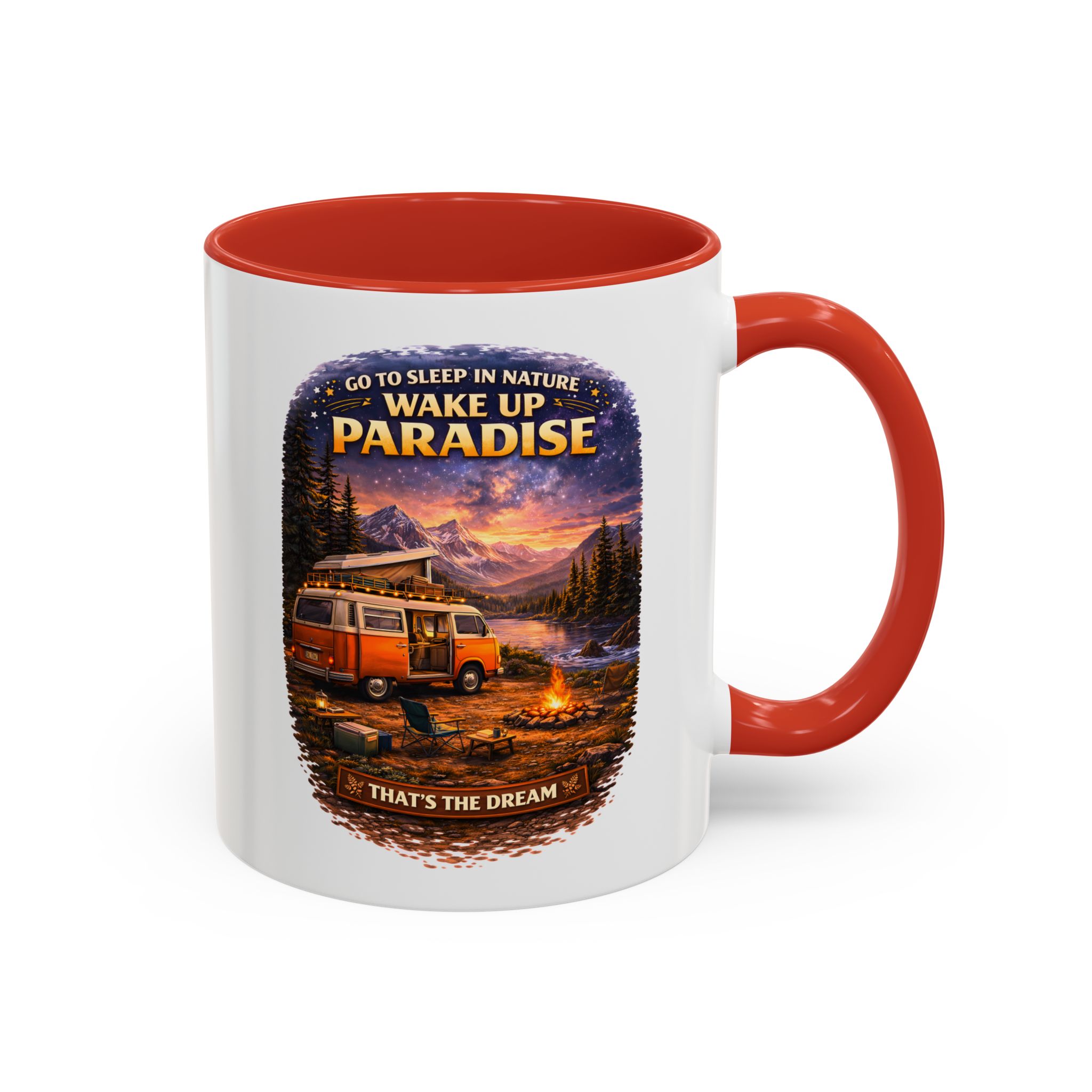 Accent Coffee Mug (11, 15oz) — "Go to Sleep in Nature" Design Scenic-Line