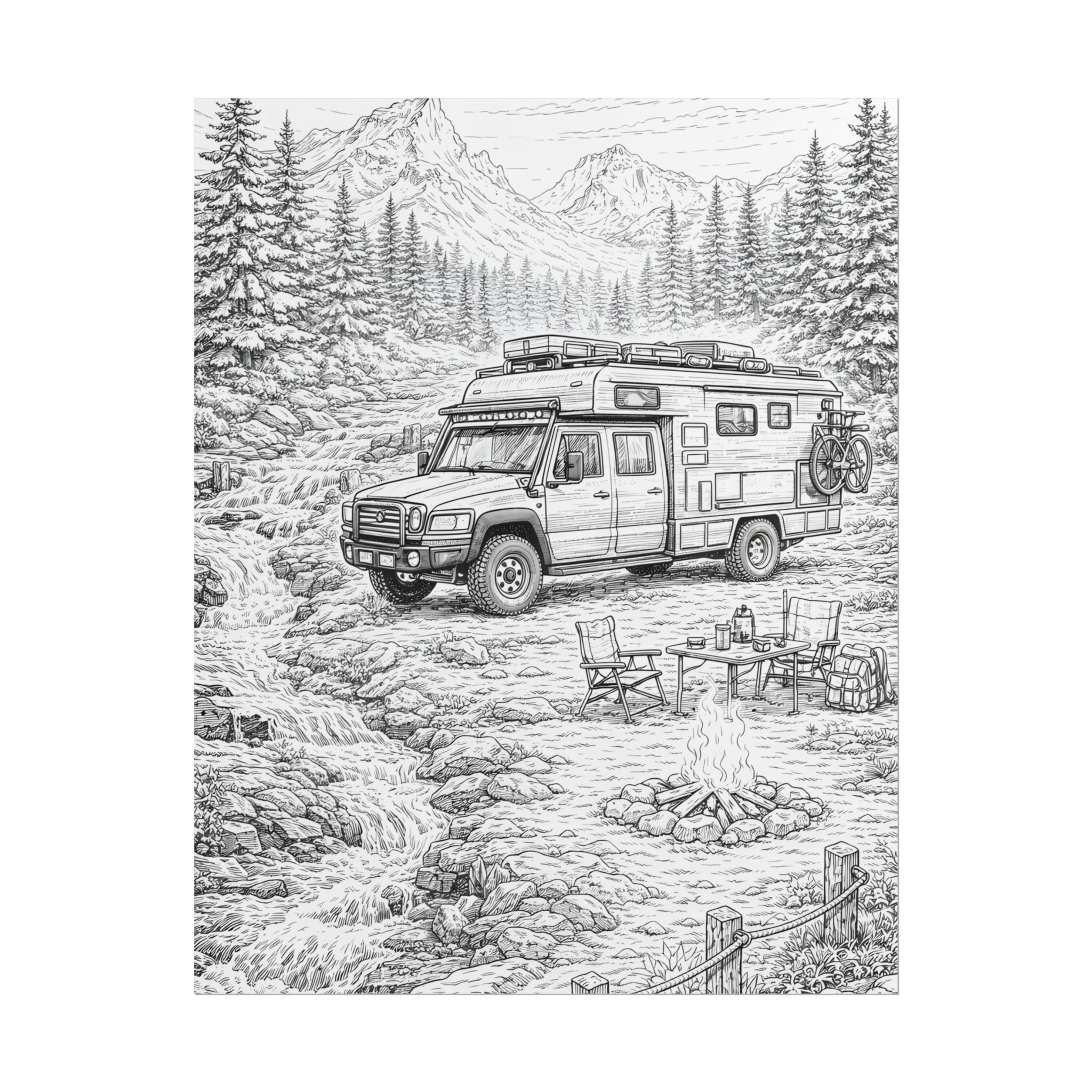 Campervan Poster — Vintage RV Camping Landscape Wall Art