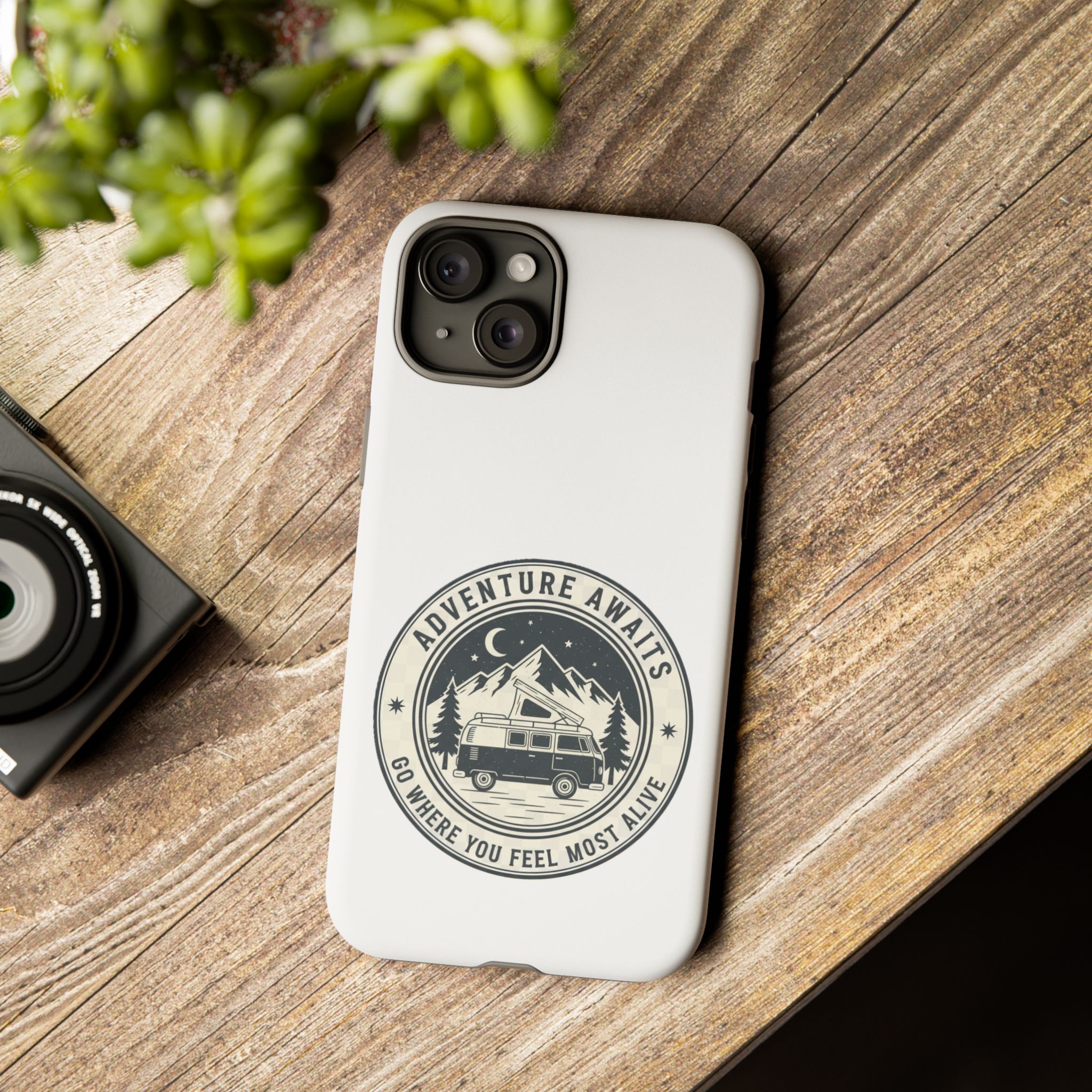 Phone Case — "Adventure Awaits-Go Where You Feel Most Alive" Camper Van Design