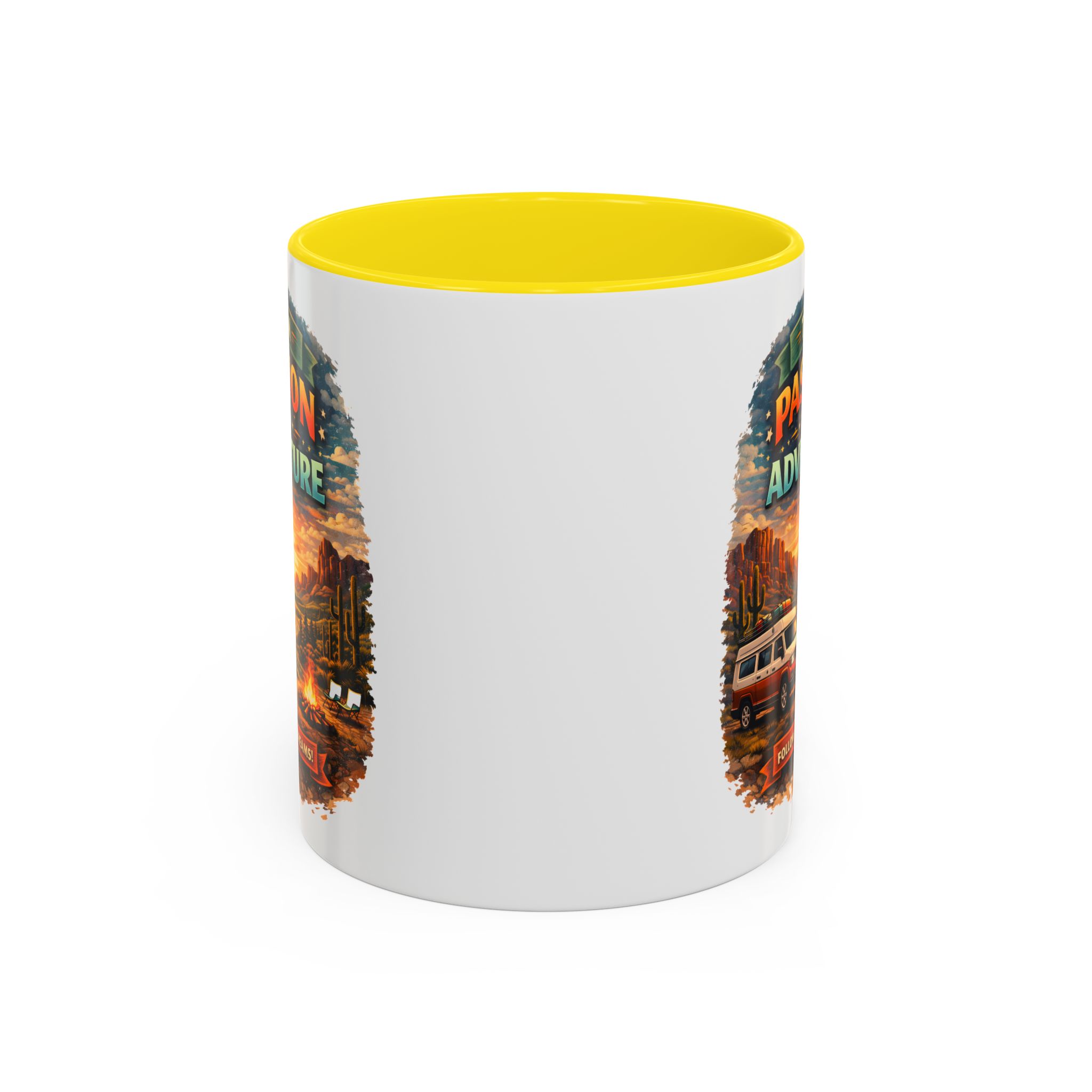 Accent Coffee Mug (11, 15oz) — "Turn Passion Into Adventure" Design Scenic-Line