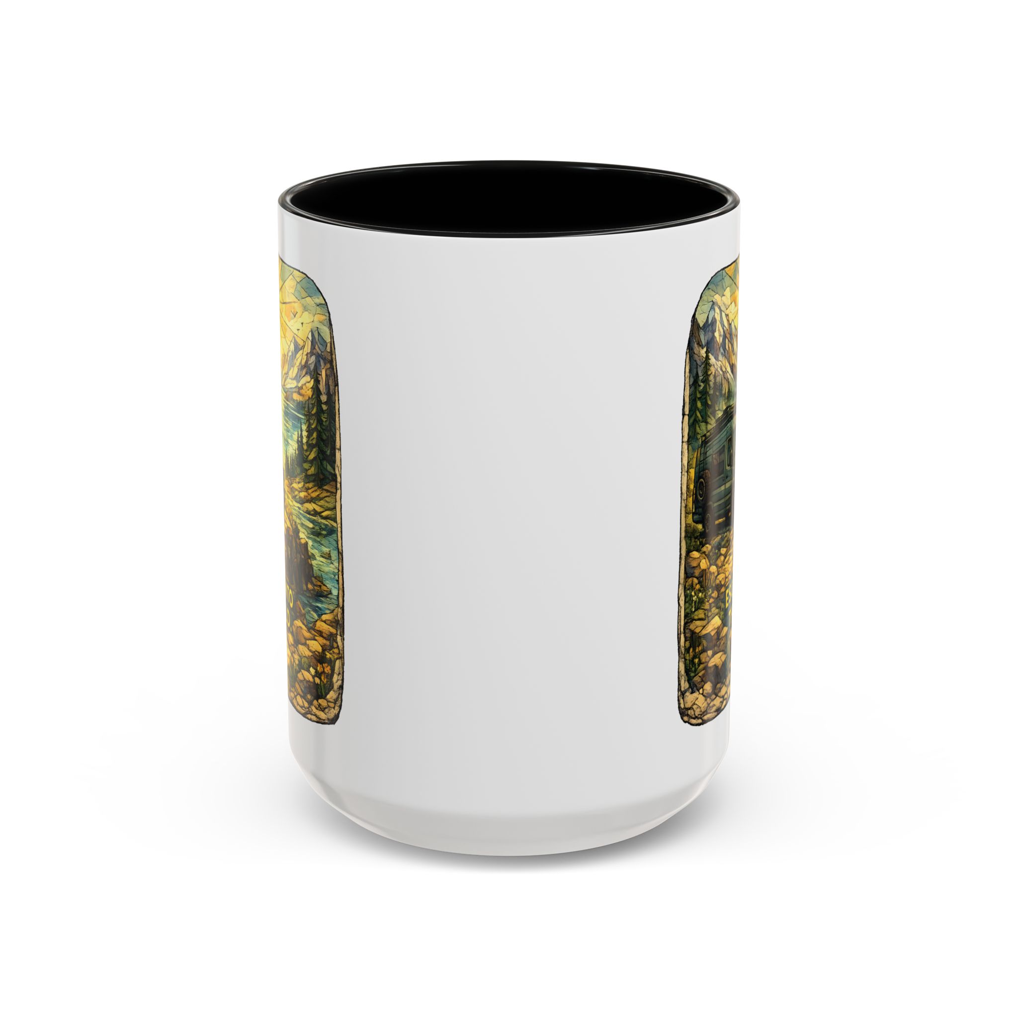 Accent Coffee Mug (11, 15oz) — "Escape Into The Wild" Design Cubic-Line