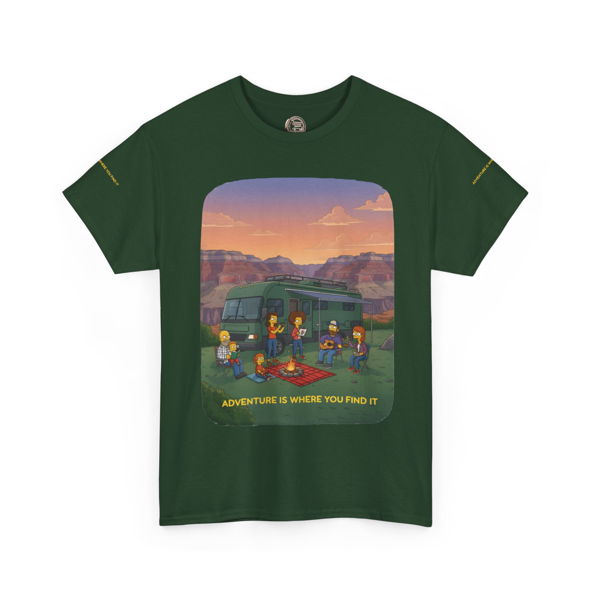 Unisex Heavy Cotton Tee — "Adventure Is Where You Find It" Design Sitcom-Line