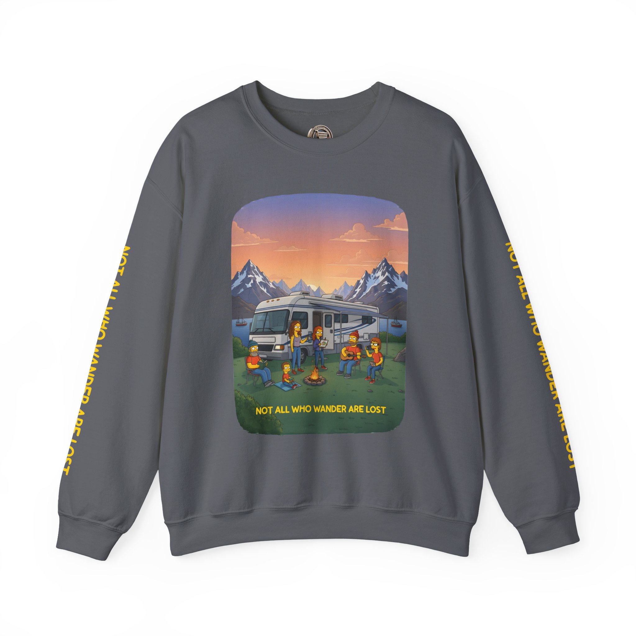 Unisex Heavy Blend™ Crewneck Sweatshirt — "Not All Who Wander Are Lost" Design Sitcom-Line