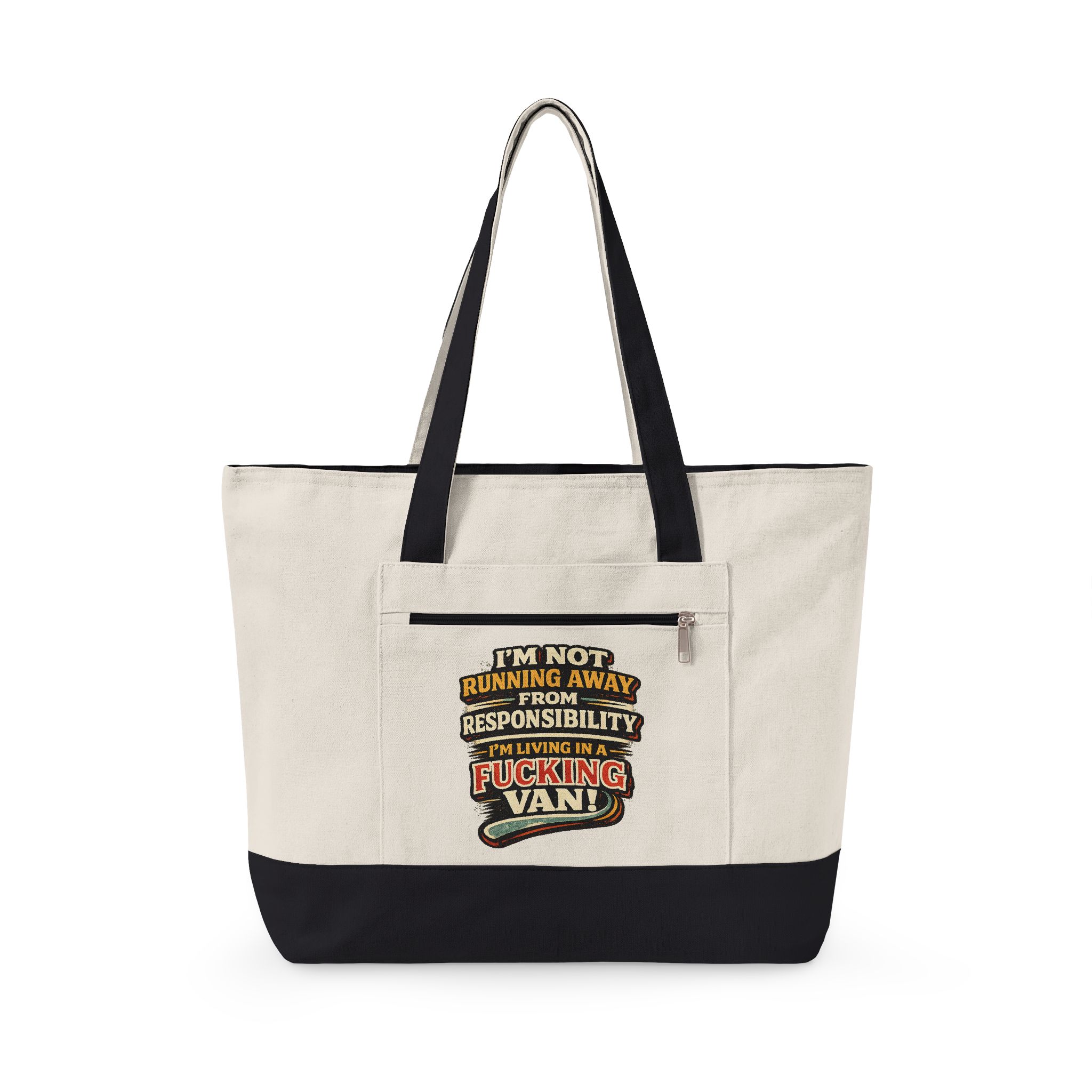 10642437645354221472_2048.jpeg Zippered Canvas Tote — "Im Not Running Away" (Design F**K-Line)