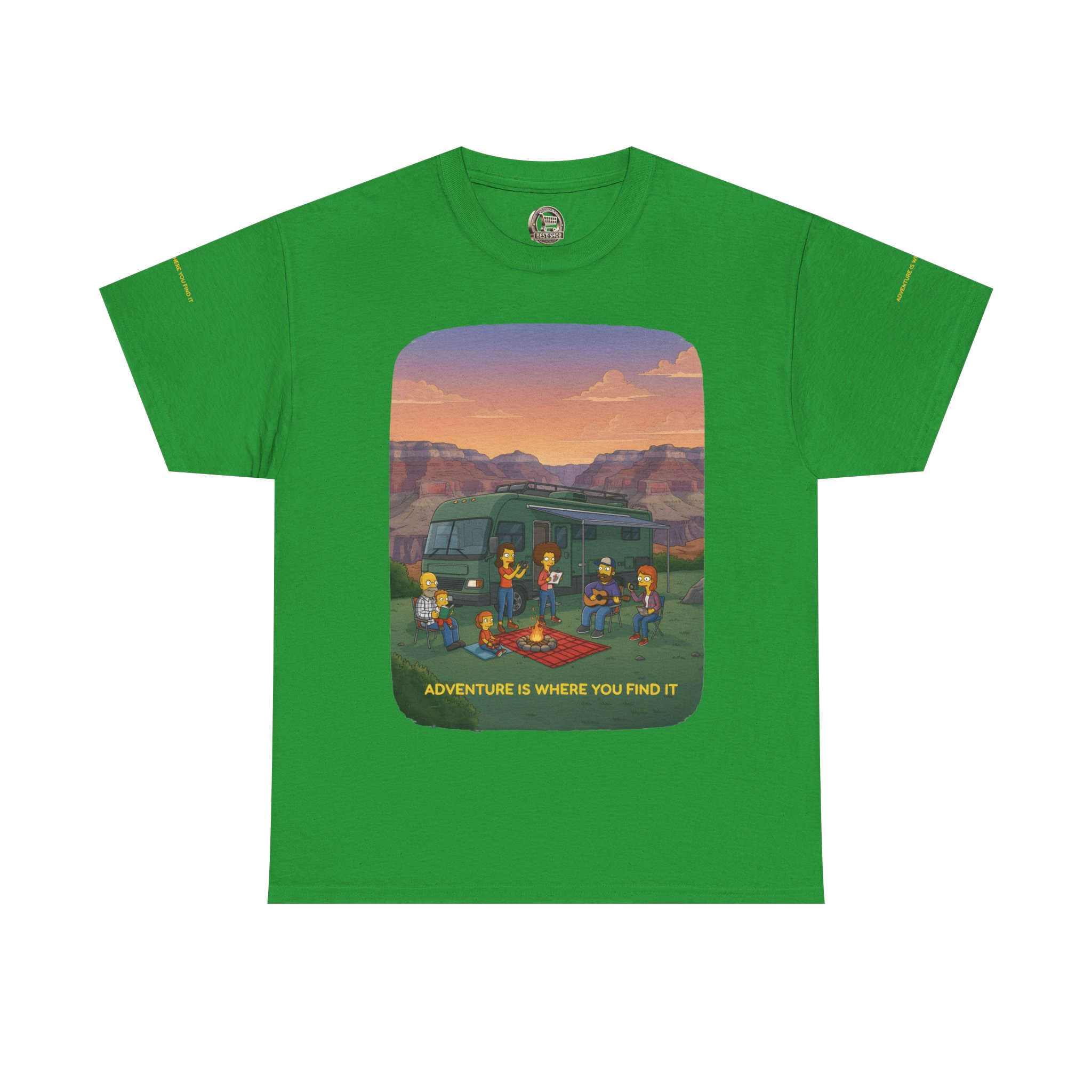 Unisex Heavy Cotton Tee — "Adventure Is Where You Find It" Design Sitcom-Line