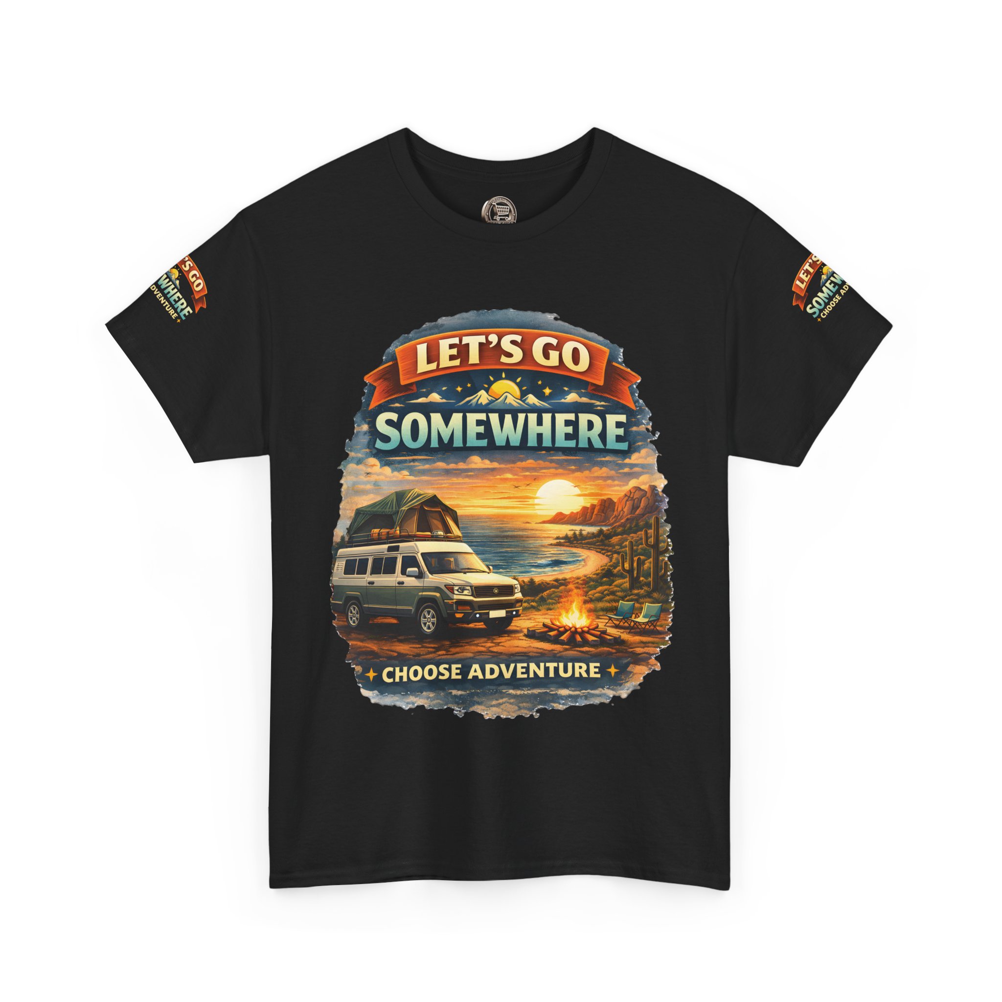Unisex Heavy Cotton Tee — "Lets Go Somewhere" Design Scenic-Line