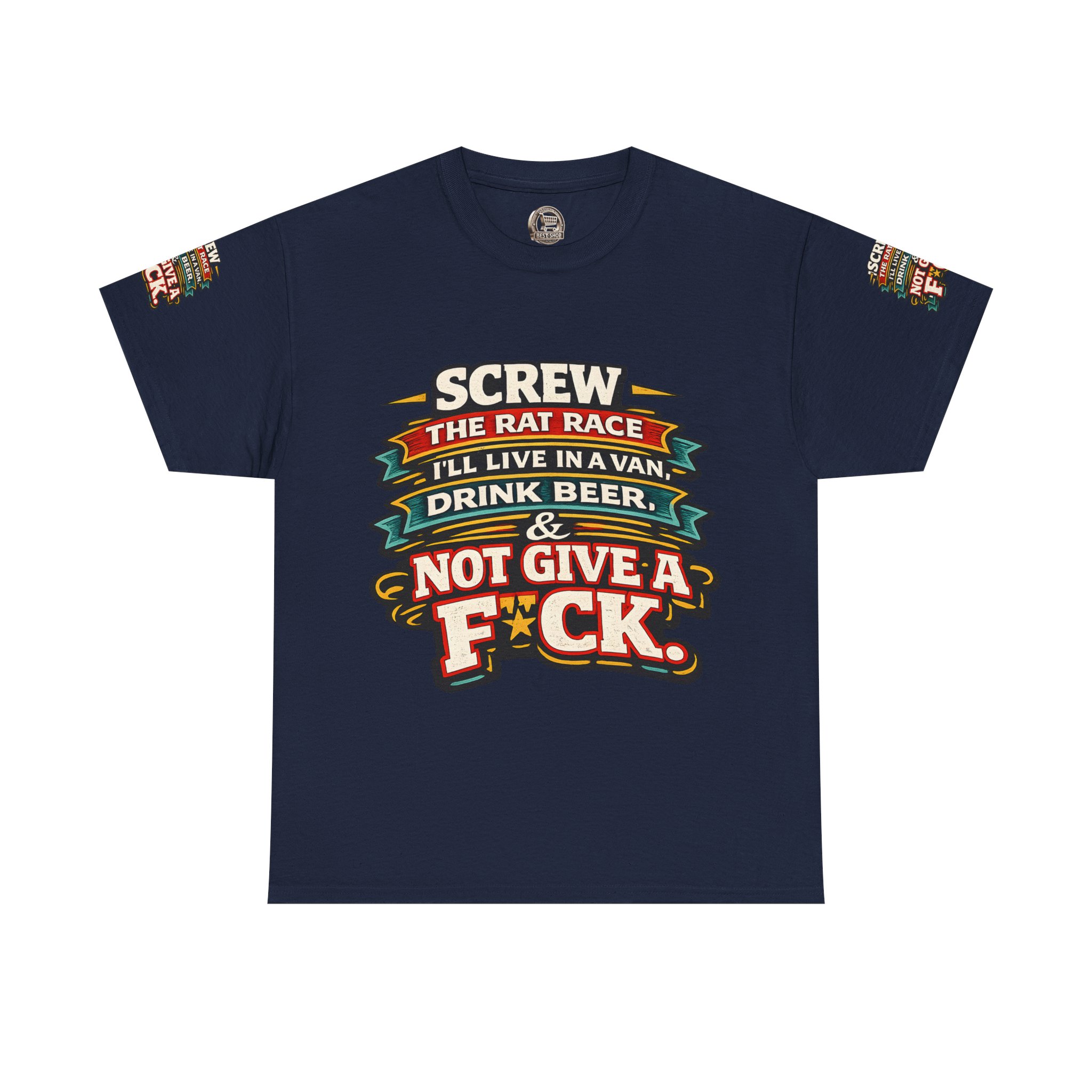 Unisex Heavy Cotton Tee — "Screw The Rat Race" Design F**K-Line