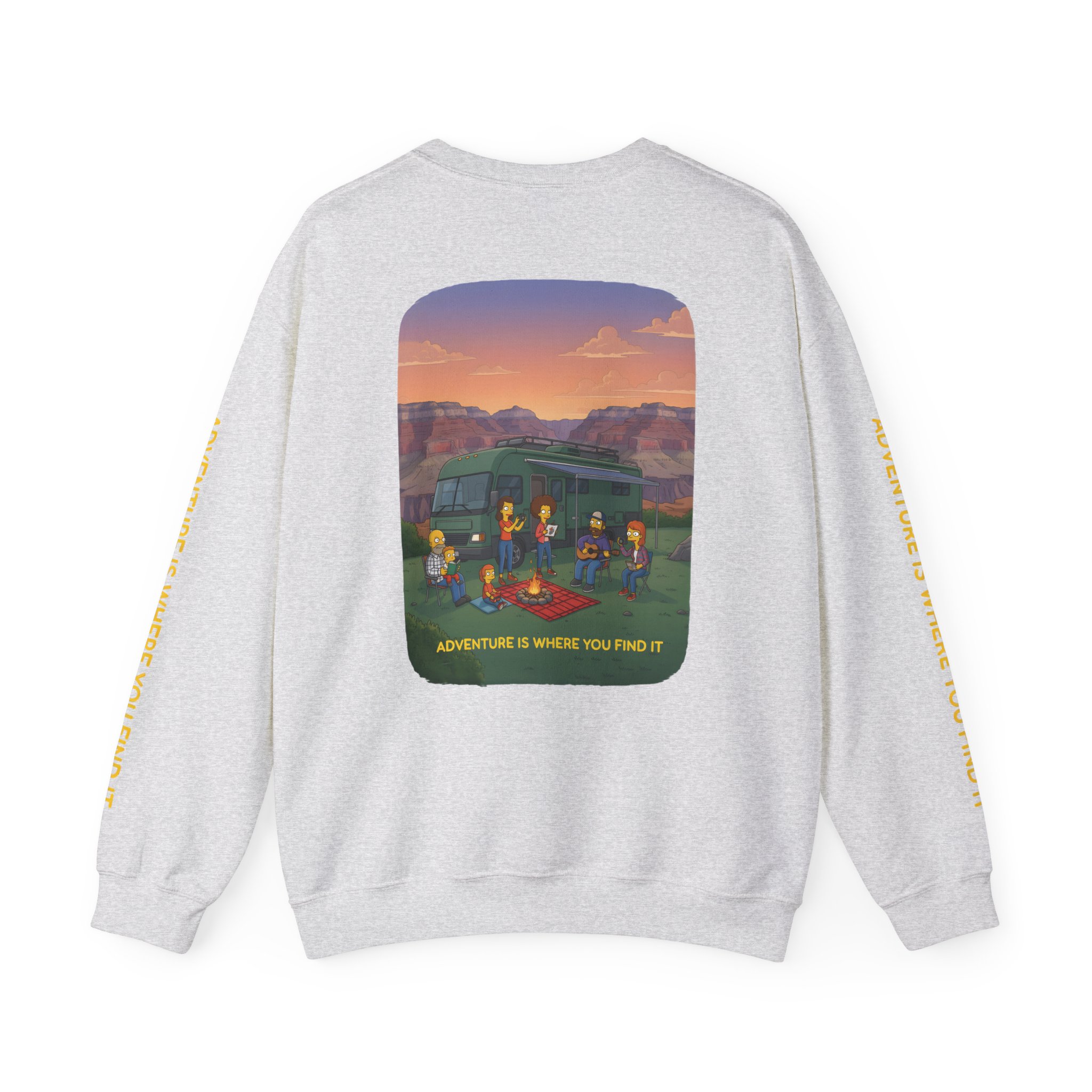 Unisex Heavy Blend™ Crewneck Sweatshirt — "Adventure Is Where You Find It" Design Sitcom-Line