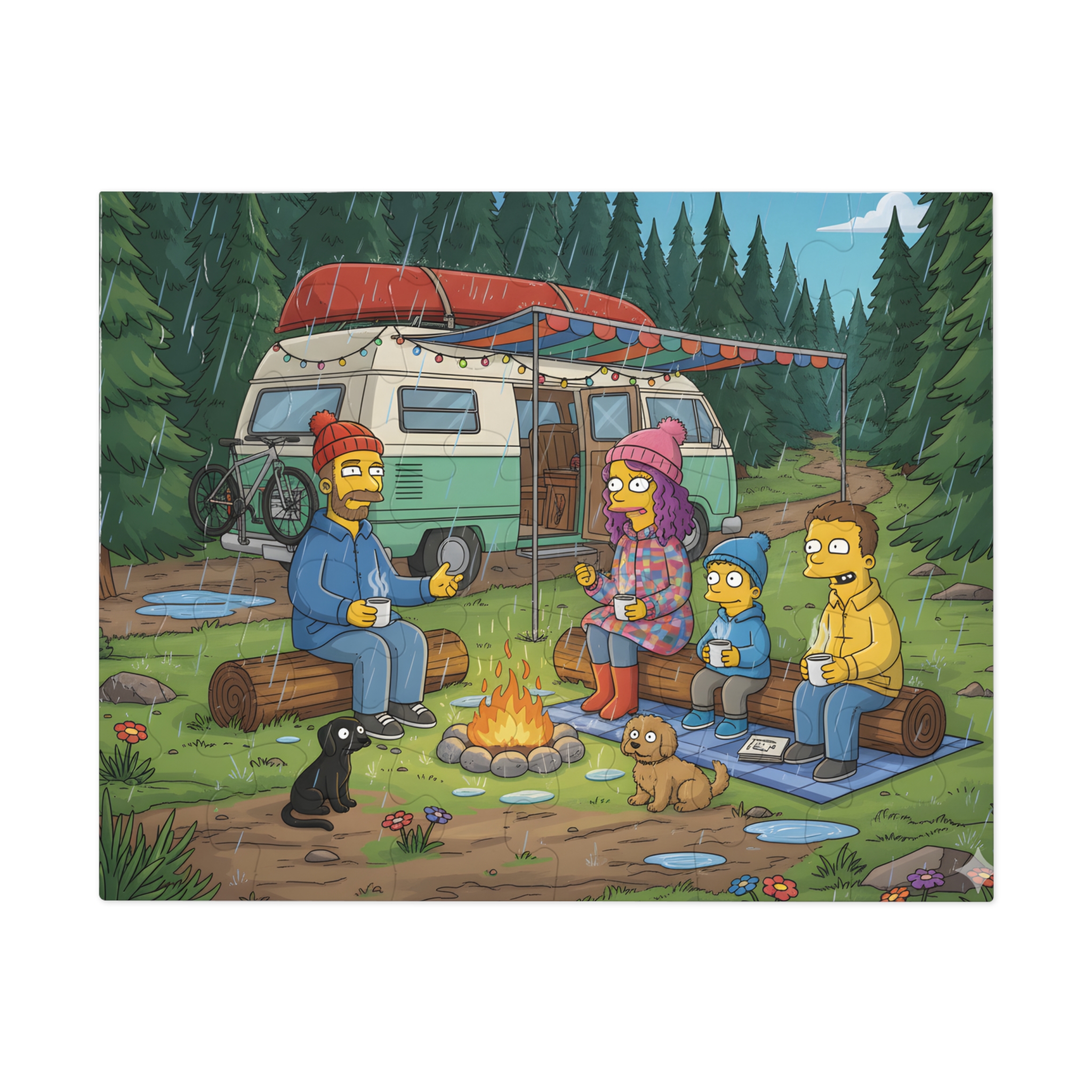 Jigsaw Puzzle with Tin — Outdoor Camper Scene