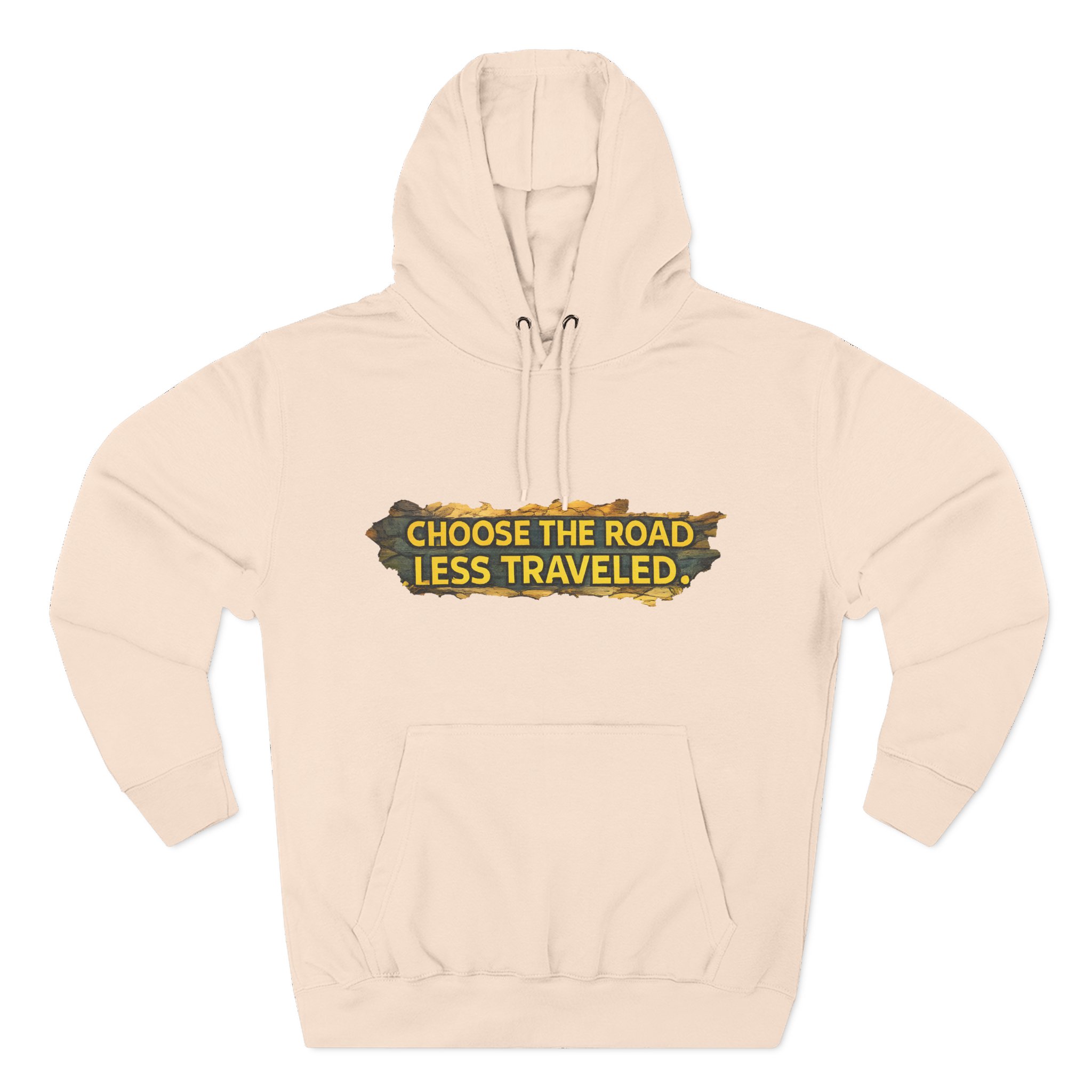 Three-Panel Fleece Hoodie - "Choose The Road Less Traveled" Design Cubic-Line