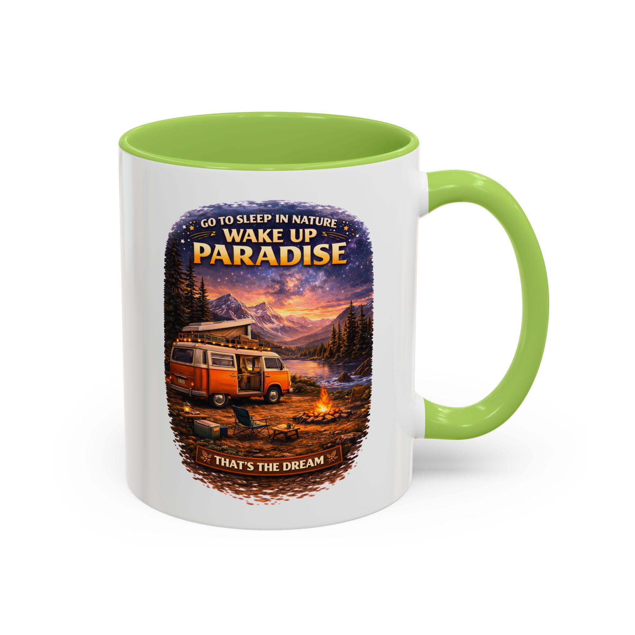 Accent Coffee Mug (11, 15oz) — "Go to Sleep in Nature" Design Scenic-Line