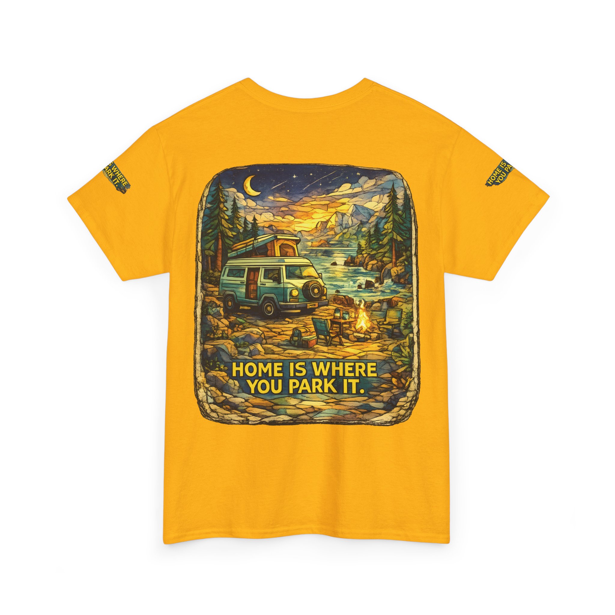 Unisex Heavy Cotton Tee — "Home Is Where You Park It" Design Cubic-Line