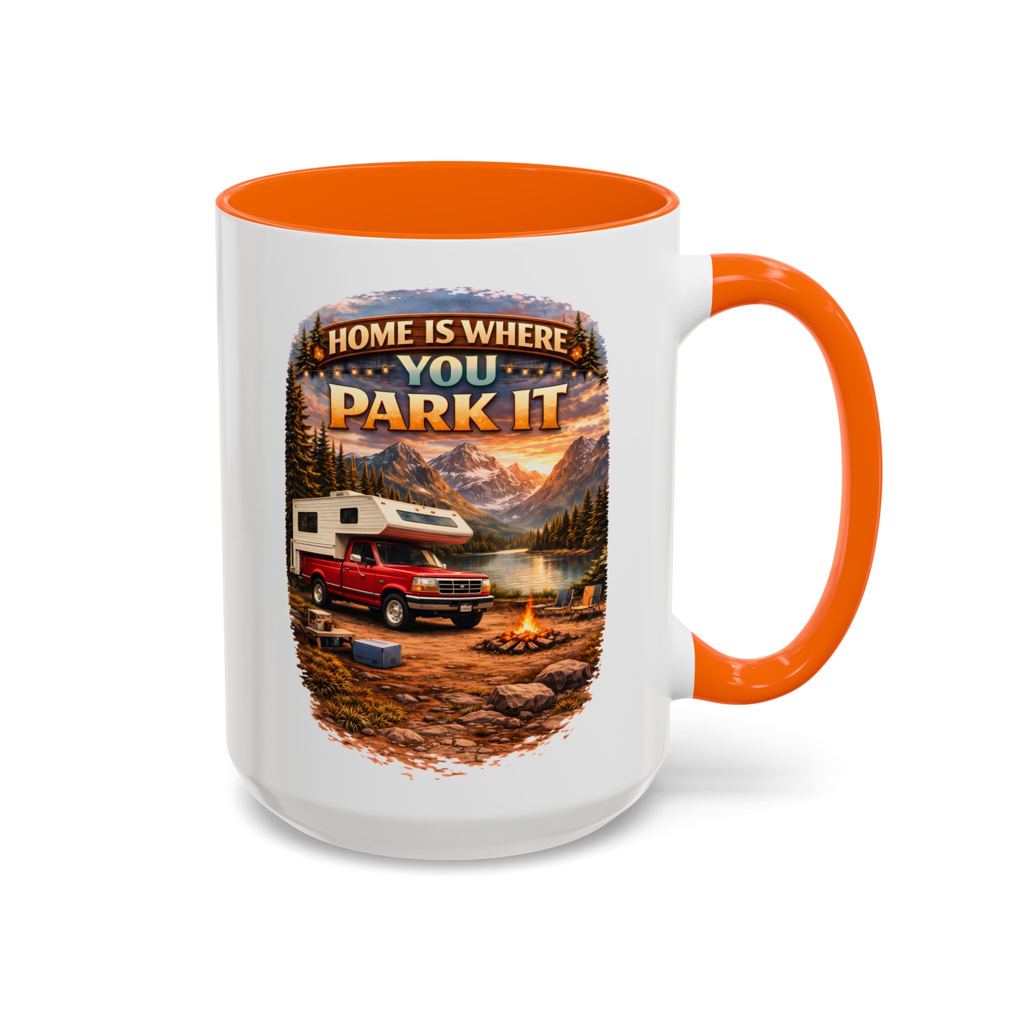 Accent Coffee Mug (11, 15oz) — "Home Is Where You Park It" Design Scenic-Line