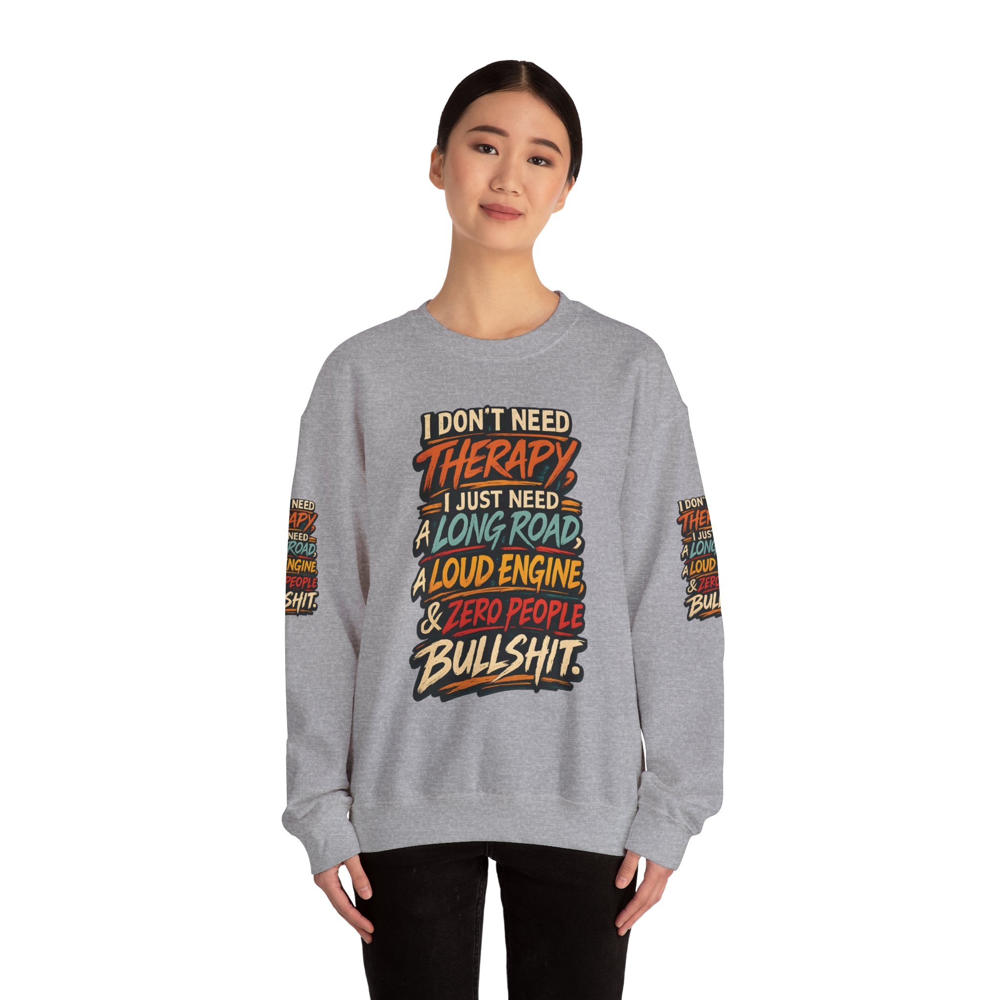 Unisex Heavy Blend™ Crewneck Sweatshirt — "I Dont Need Therapy" Design F**K-Line