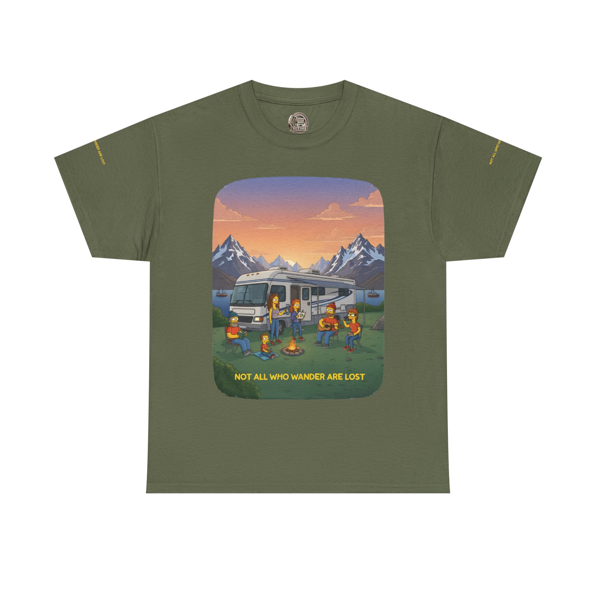 Unisex Heavy Cotton Tee — "Not All Who Wander Are Lost" Design Sitcom-Line