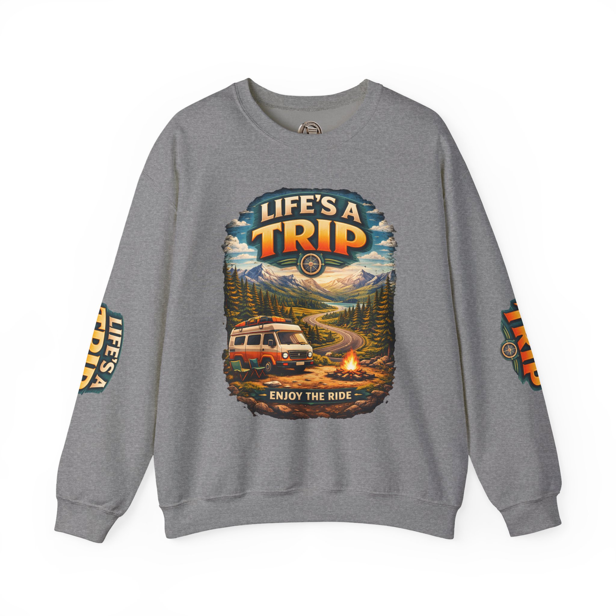Unisex Heavy Blend™ Crewneck Sweatshirt — "Life s A Trip" Design Scenic-Line