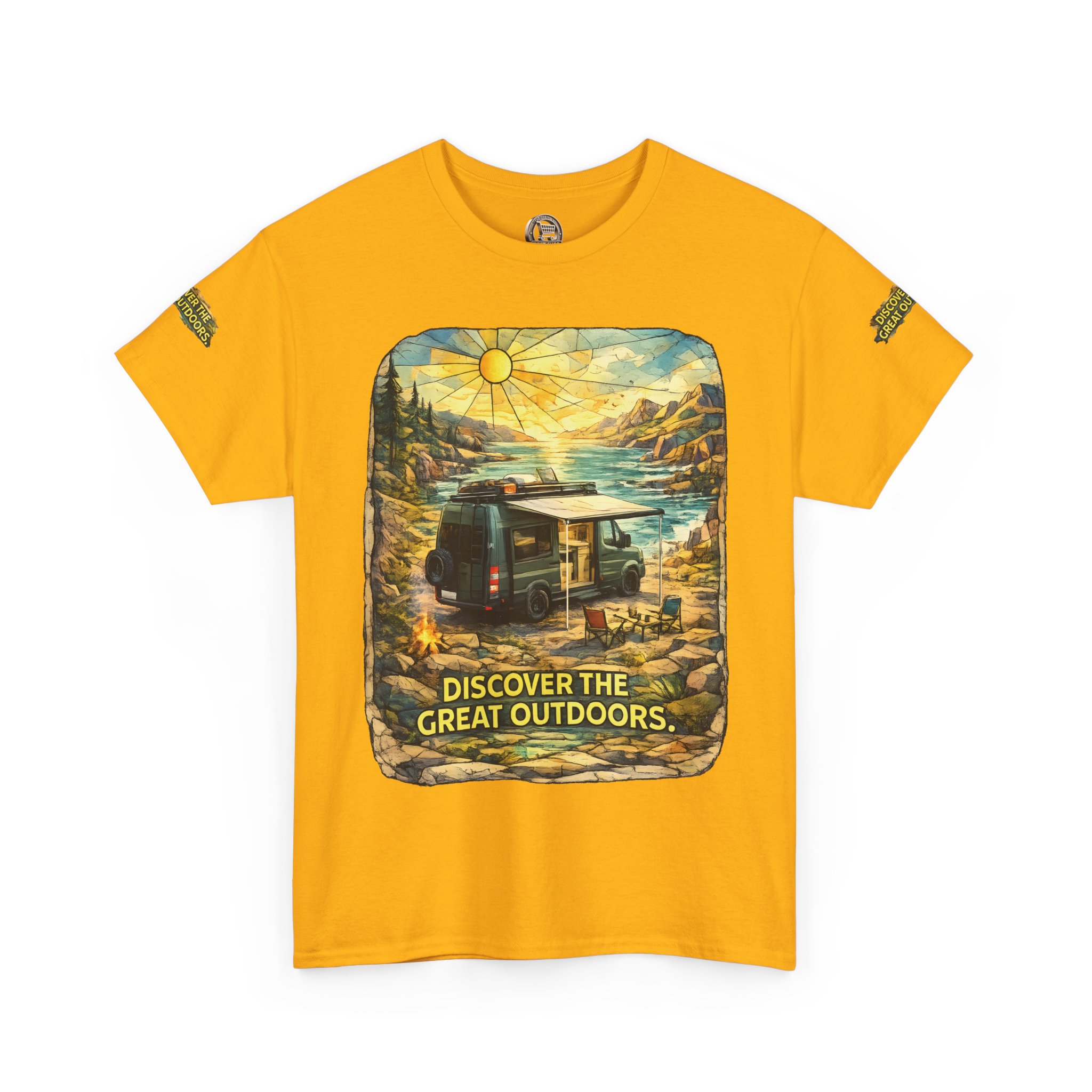 Unisex Heavy Cotton Tee — "Discover The Great Outdoors" Design Cubic-Line