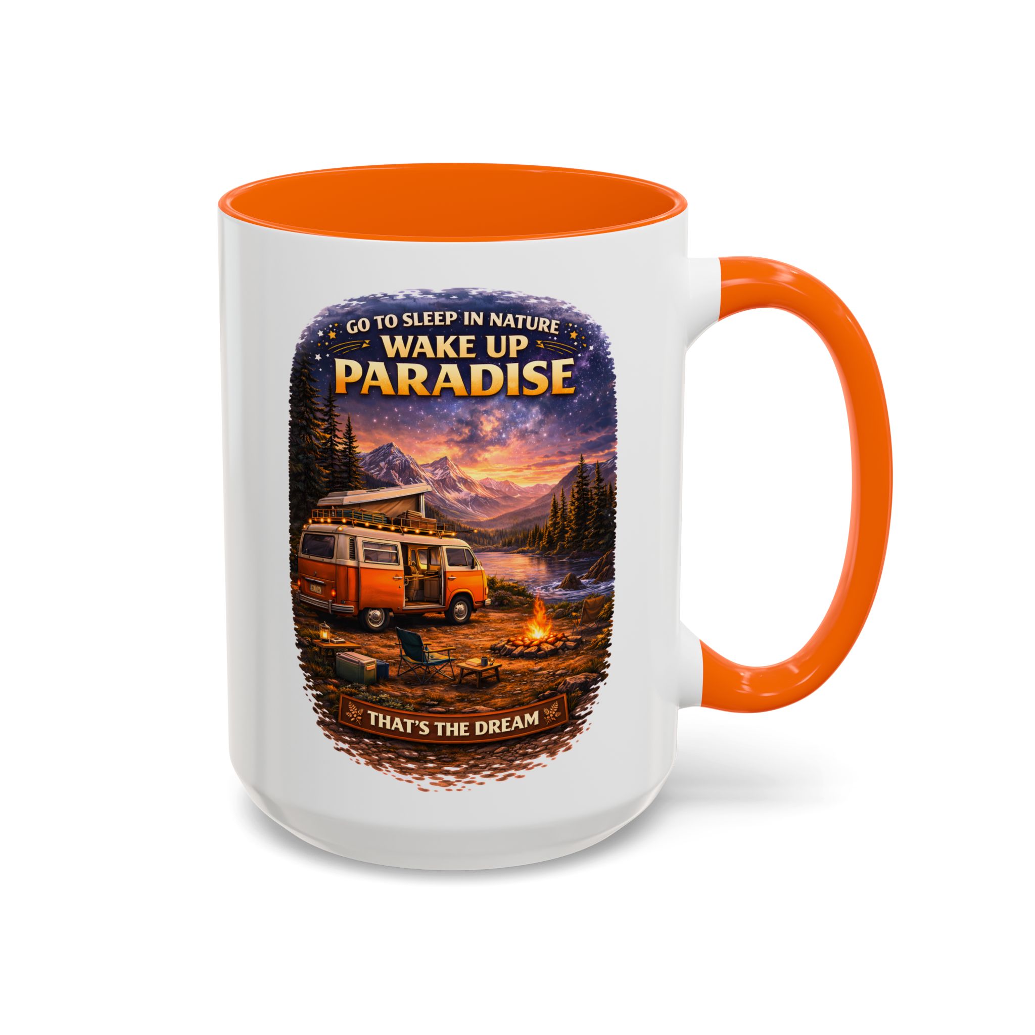 Accent Coffee Mug (11, 15oz) — "Go to Sleep in Nature" Design Scenic-Line