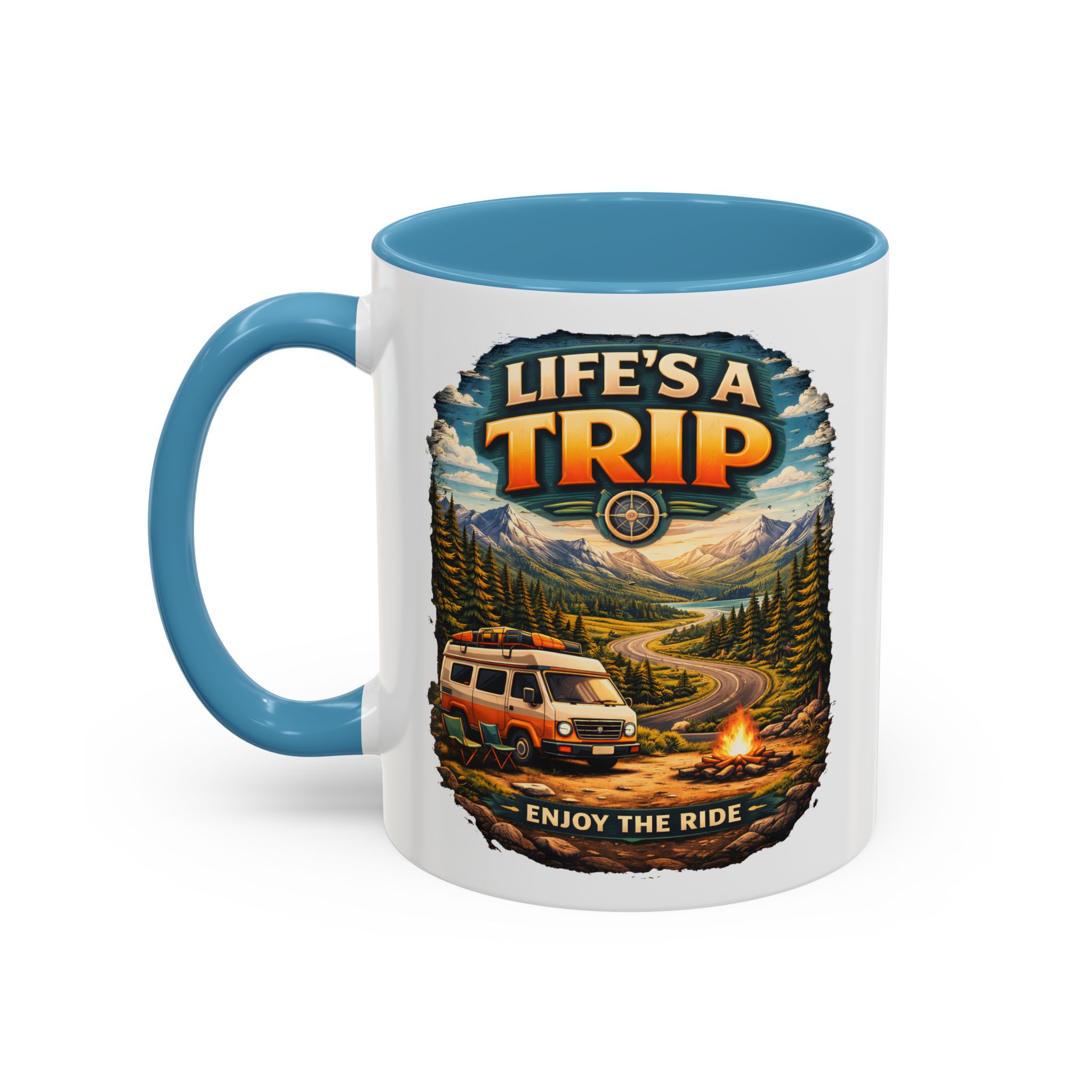 Accent Coffee Mug (11, 15oz) — "Life s A Trip" Design Scenic-Line