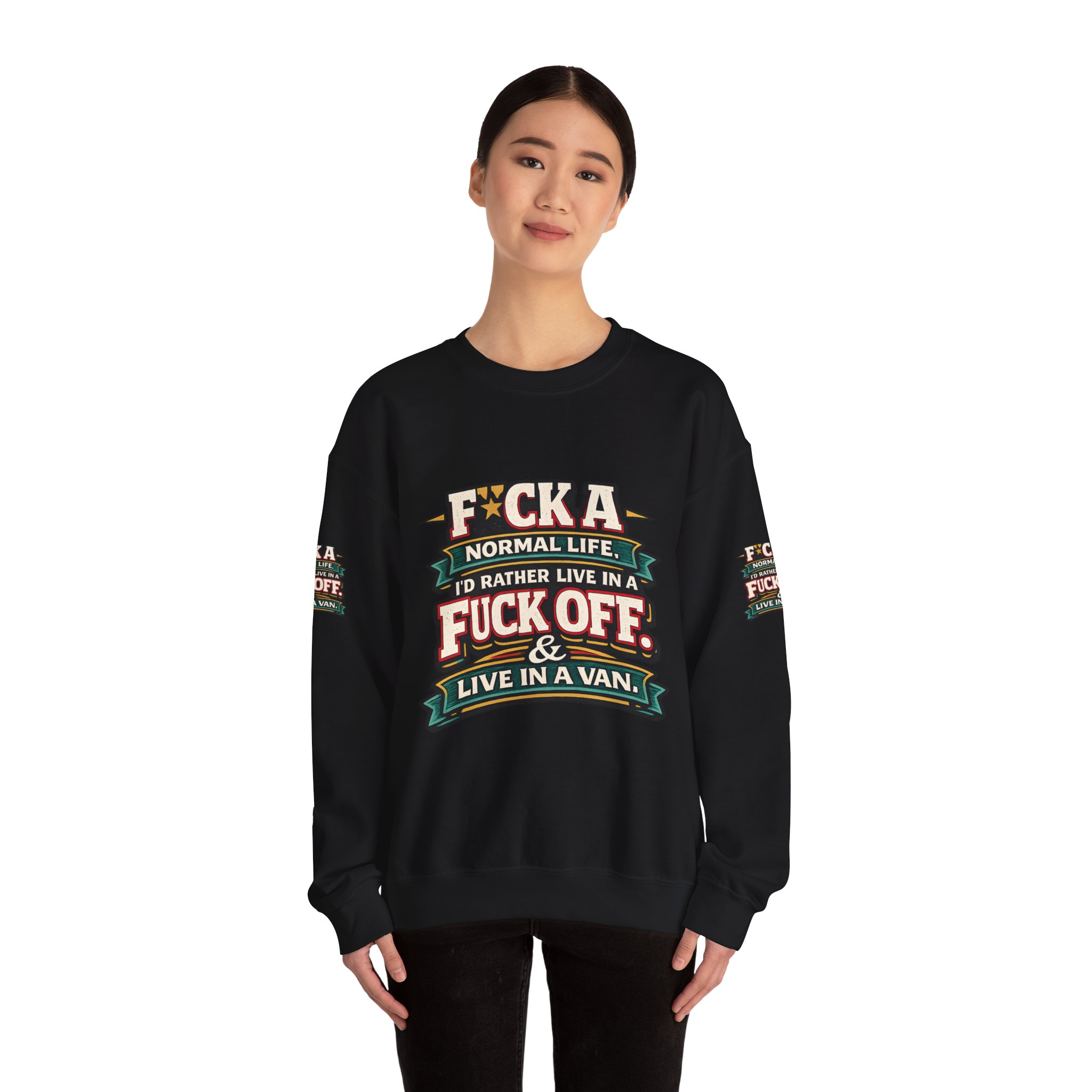 10673668301287907341_2048.jpeg Unisex Heavy Blend™ Crewneck Sweatshirt — "Fuck A Normal Life" Design F**K-Line