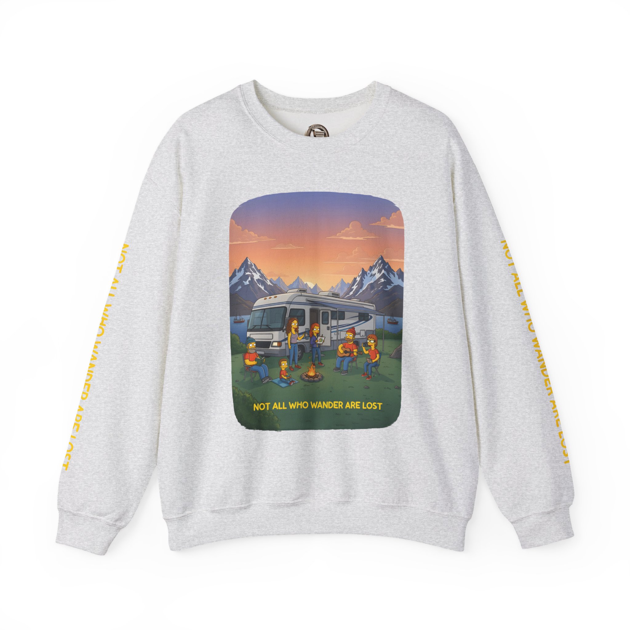 Unisex Heavy Blend™ Crewneck Sweatshirt — "Not All Who Wander Are Lost" Design Sitcom-Line