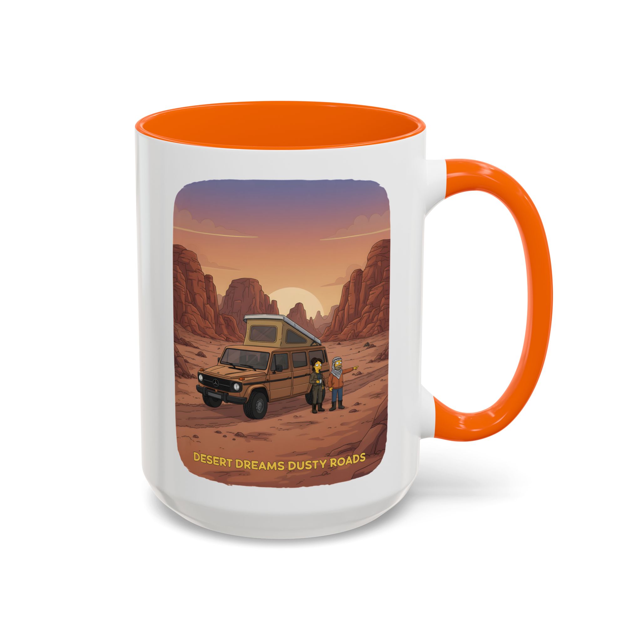 Accent Coffee Mug (11, 15oz) — "Desert Dreams Dusty Roads" Design Sitcom-Line