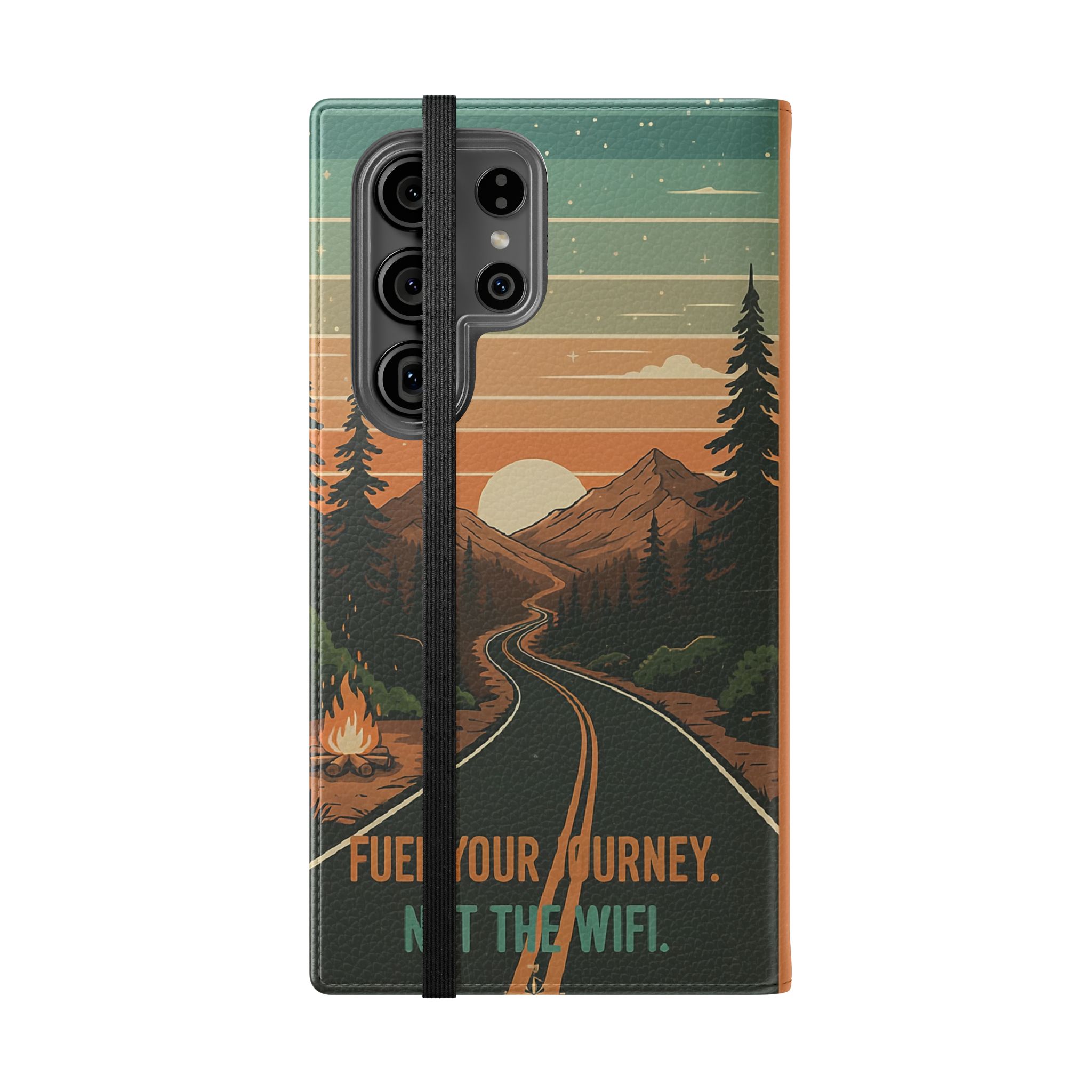 Flip Phone Case — "Adventure Awaits Unplug & Drive" Wallet Case