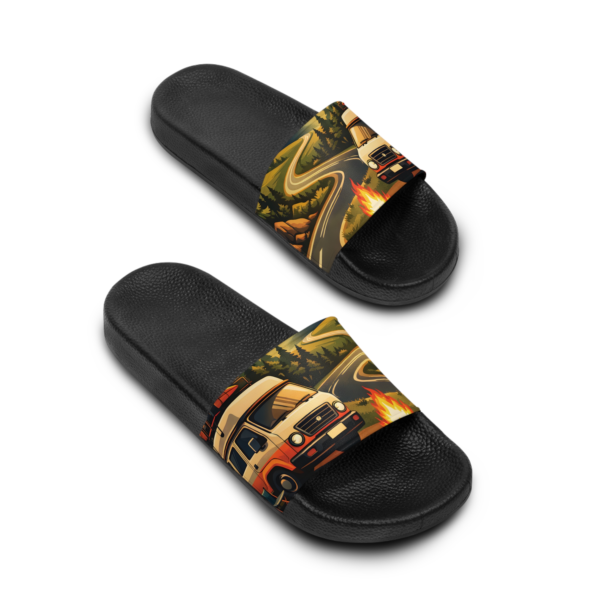 Women's Slide Sandals - Orange Camper Slides (Scenic-Line)
