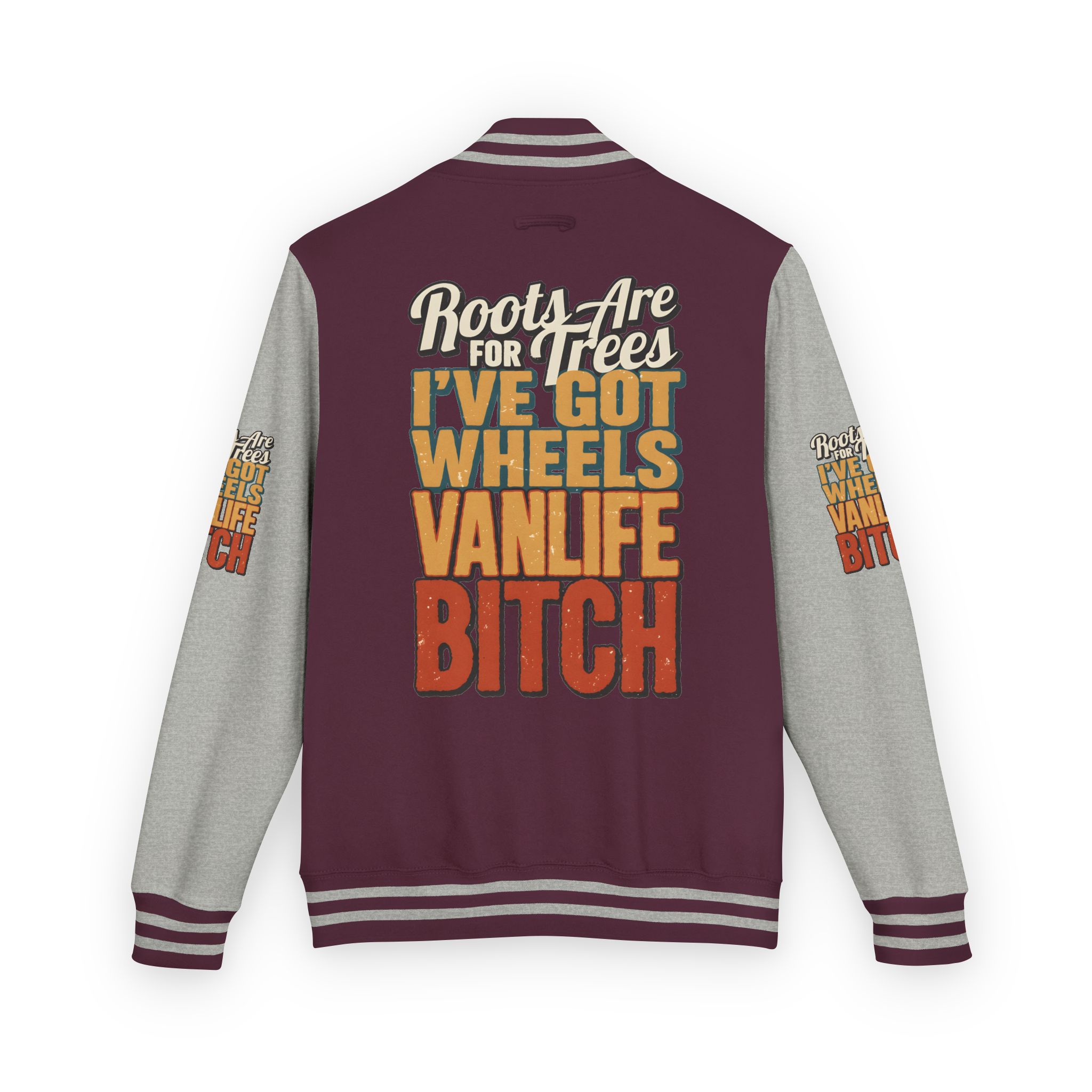 Unisex Heavyweight Letterman Jacket — "Roots Are For Trees" Design F**K-Line