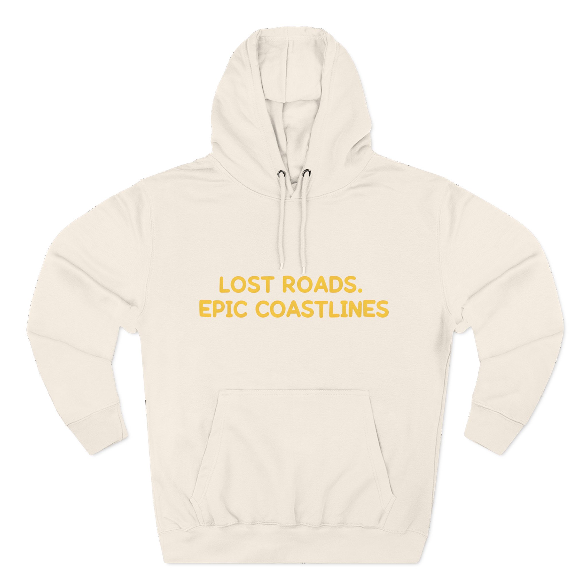 Three-Panel Fleece Hoodie - "Lost Roads Epic Coastlines" Design Sitcom-Line