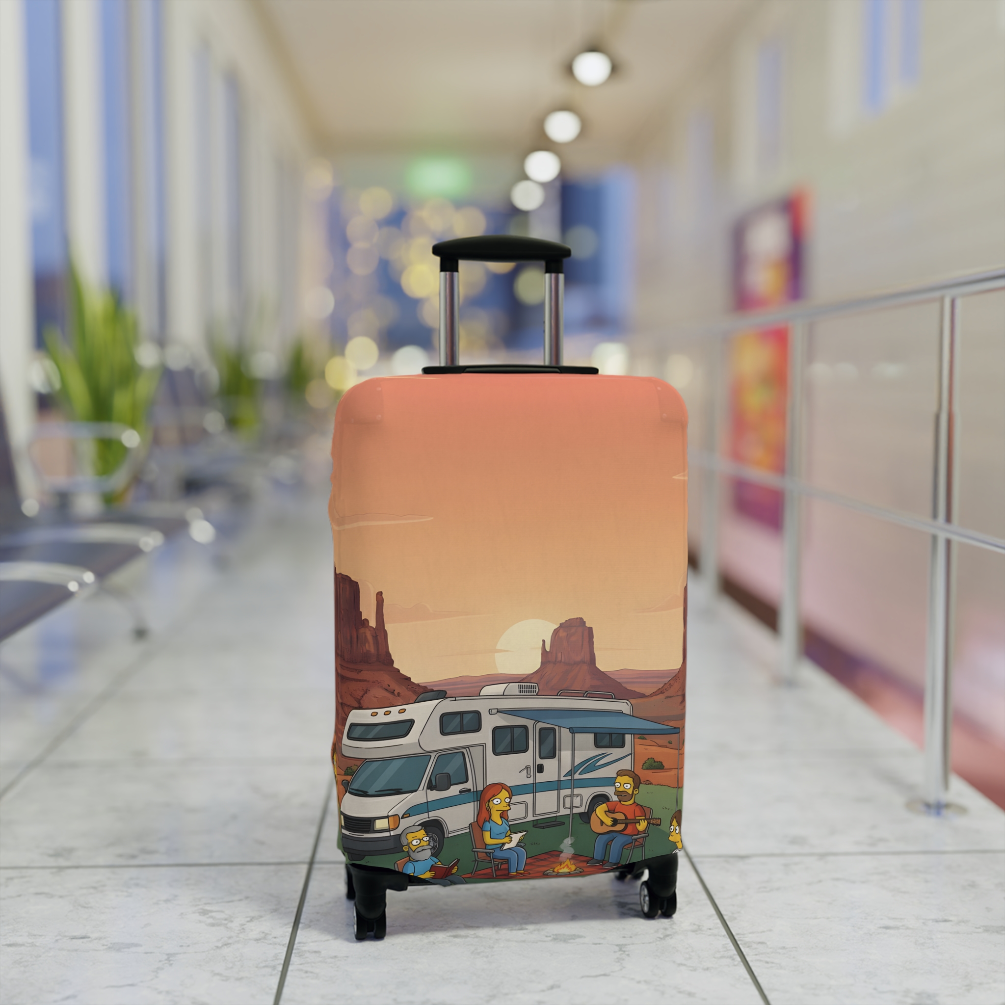 Luggage Cover — Adventure Camper Sketch Travel Suitcase(Design Sitcom-Line)