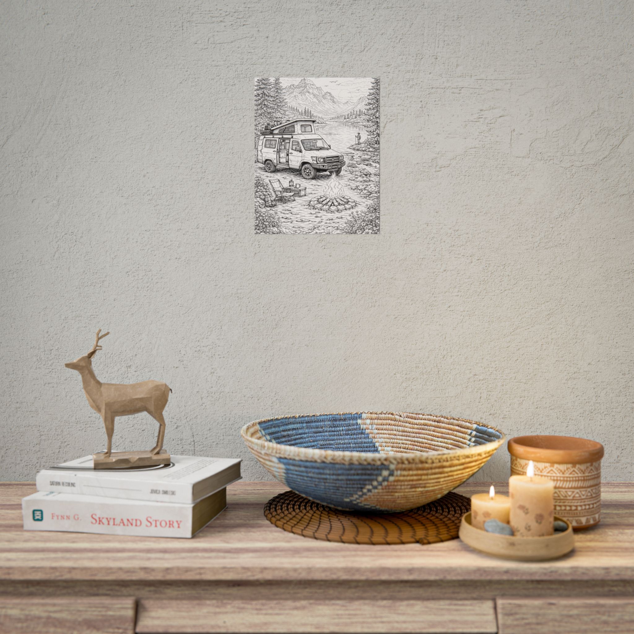 Campervan Poster — Vintage RV Camping Landscape Wall Art