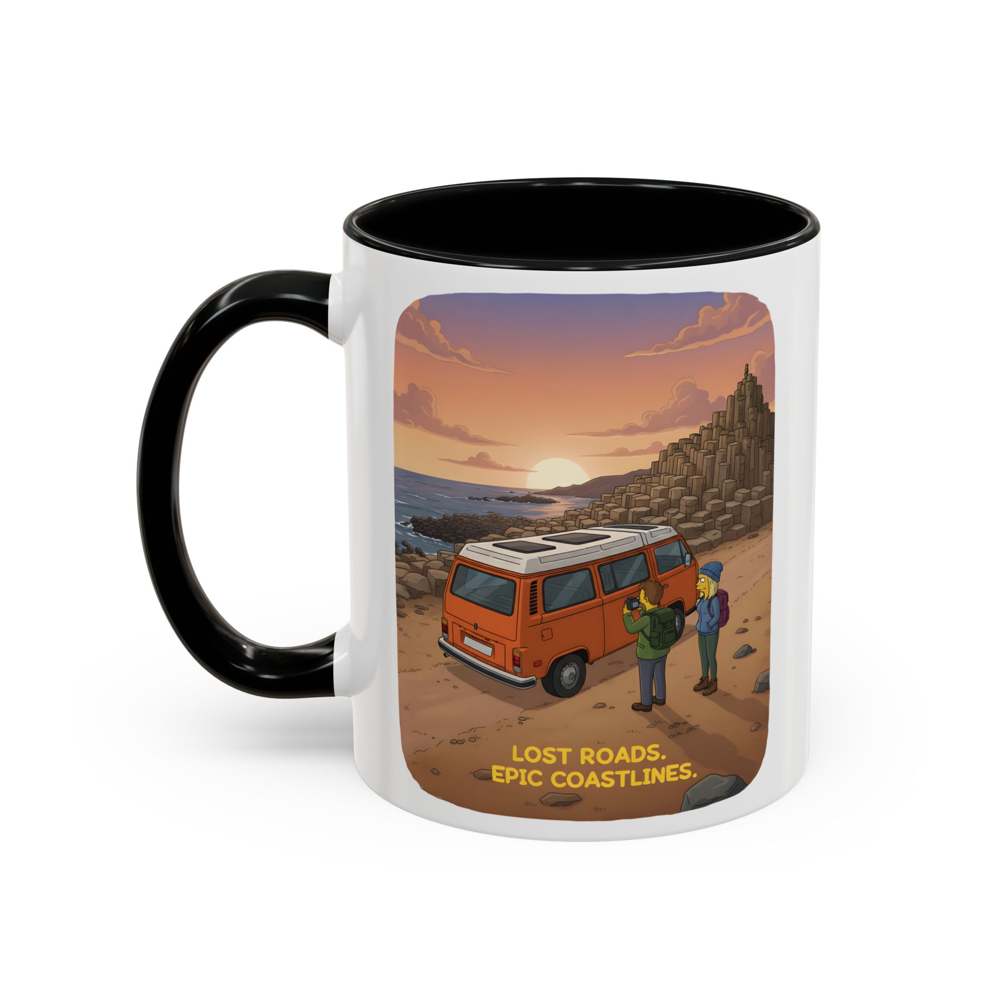 Accent Coffee Mug (11, 15oz) — "Lost Roads Epic Coastlines" Design Sitcom-Line