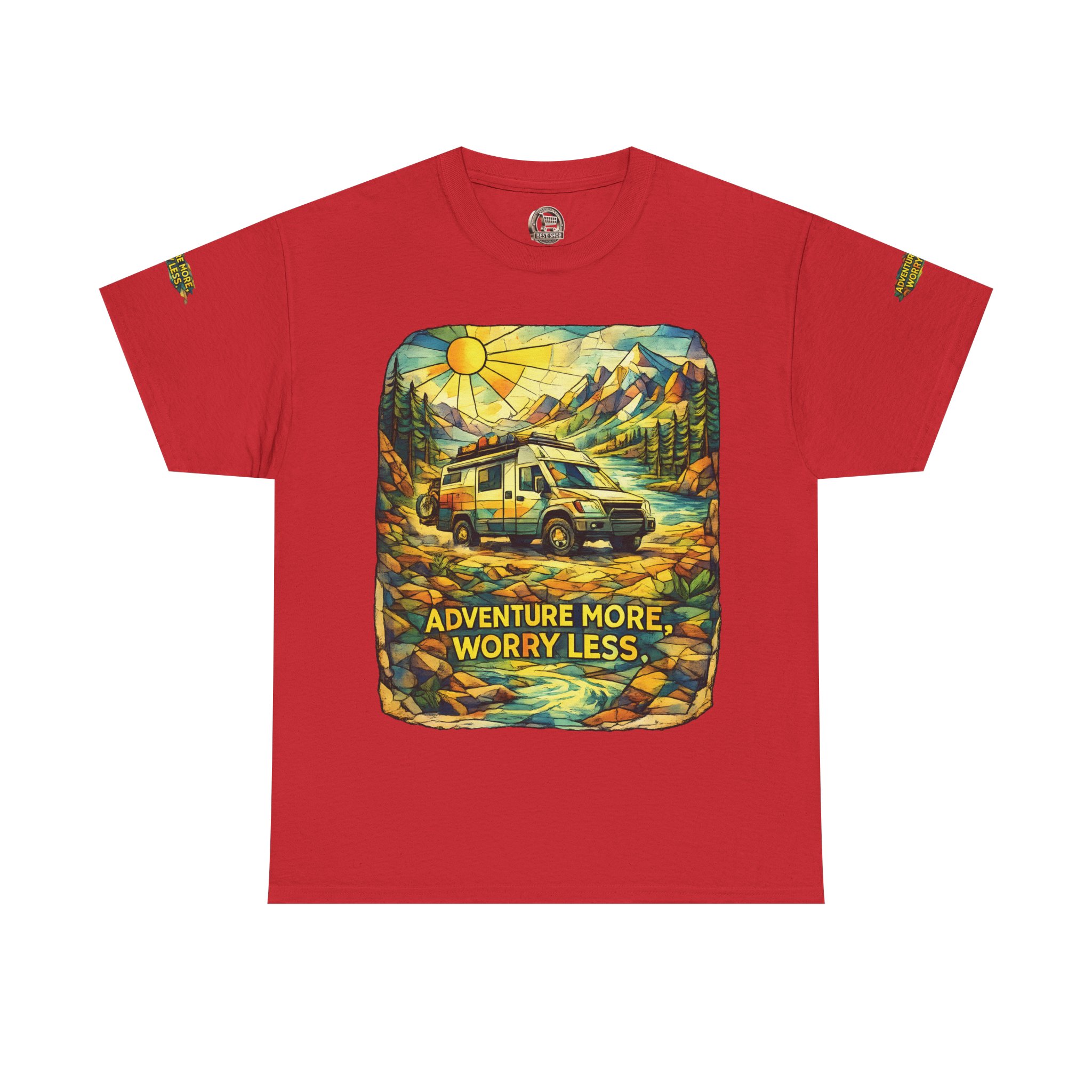10697687388431157913_2048.jpeg Unisex Heavy Cotton Tee — "Adventure More Worry Less" Design Cubic-Line