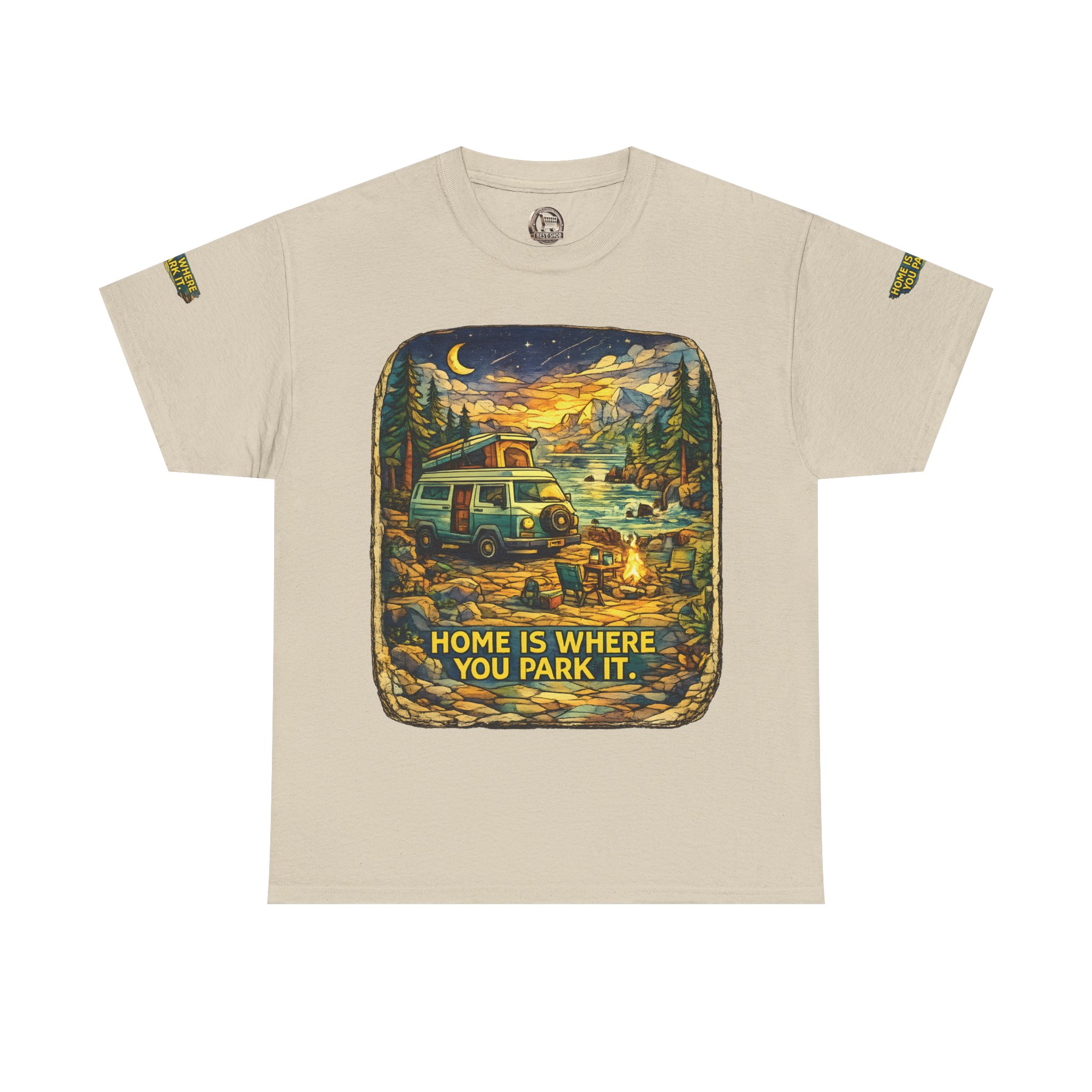 Unisex Heavy Cotton Tee — "Home Is Where You Park It" Design Cubic-Line