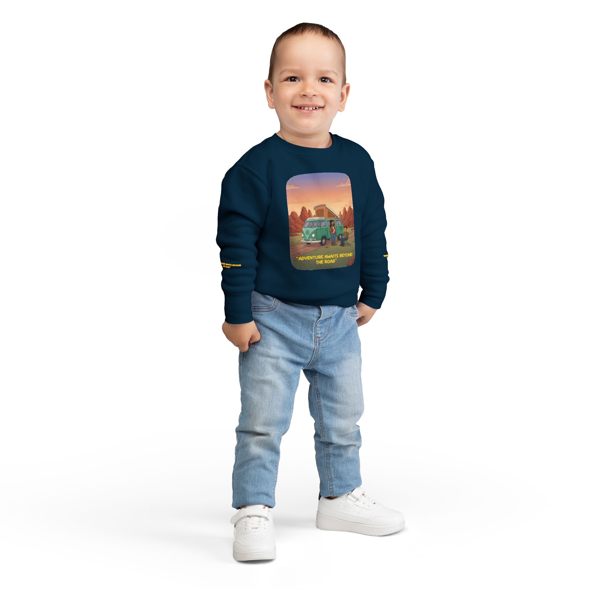 10699562903854313019_2048-1.jpeg Toddler Sweatshirt - "Adventure Awaits Beyond The Road" (Design Sitcom-Line)