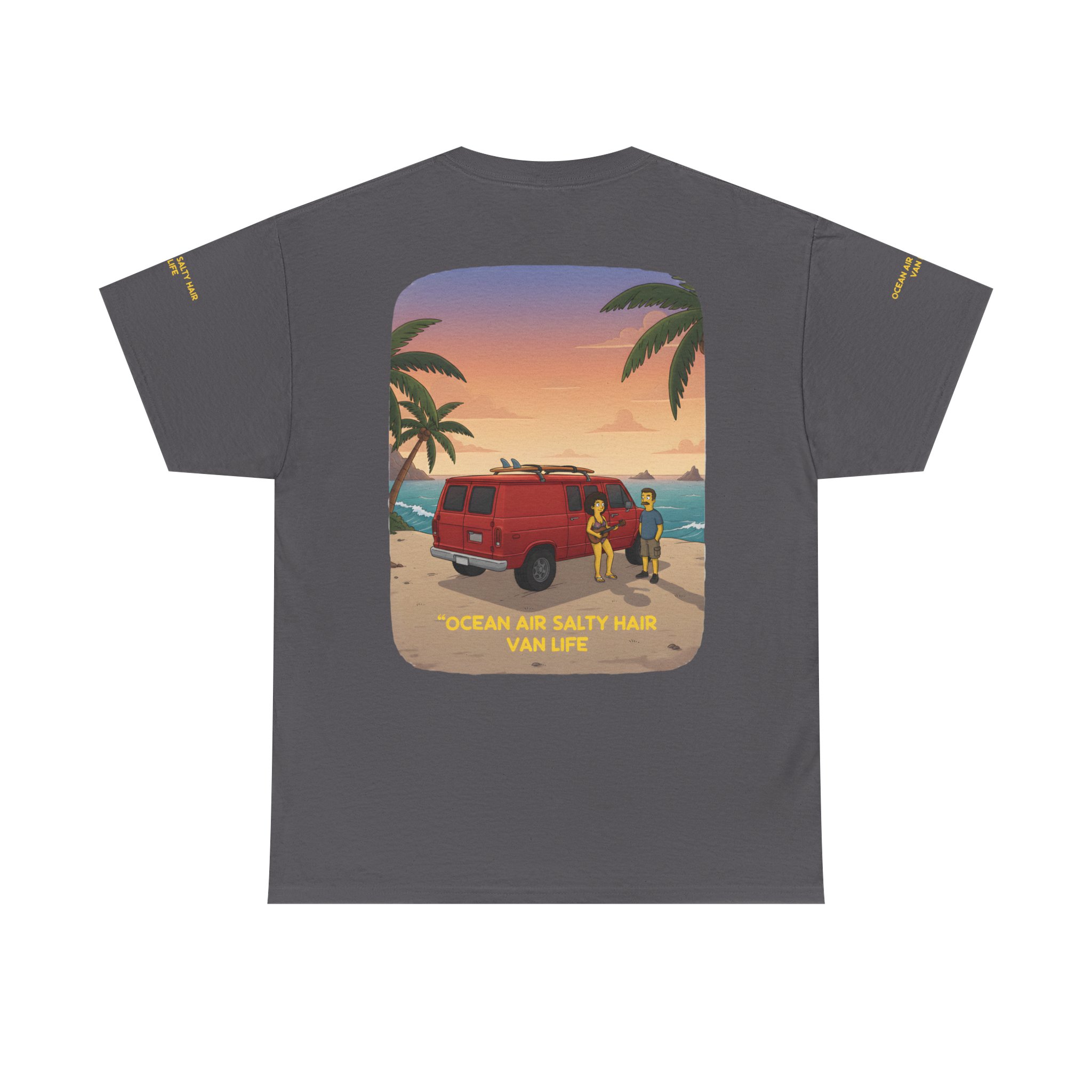 Unisex Heavy Cotton Tee — "Ocean Air Salty Hair Van Life" Design Sitcom-Line