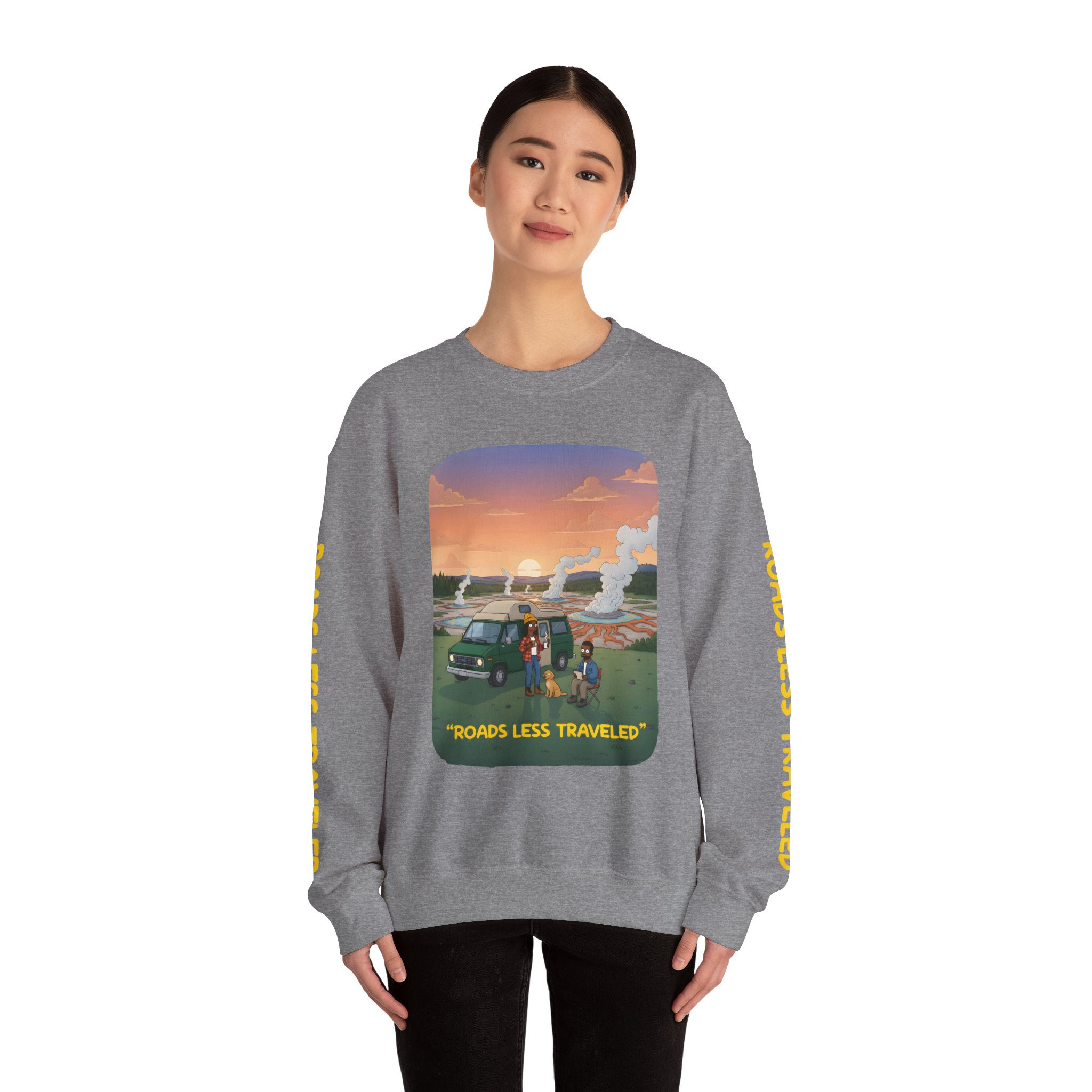 Unisex Heavy Blend™ Crewneck Sweatshirt — "Roads Less Traveled" Design Sitcom-Line