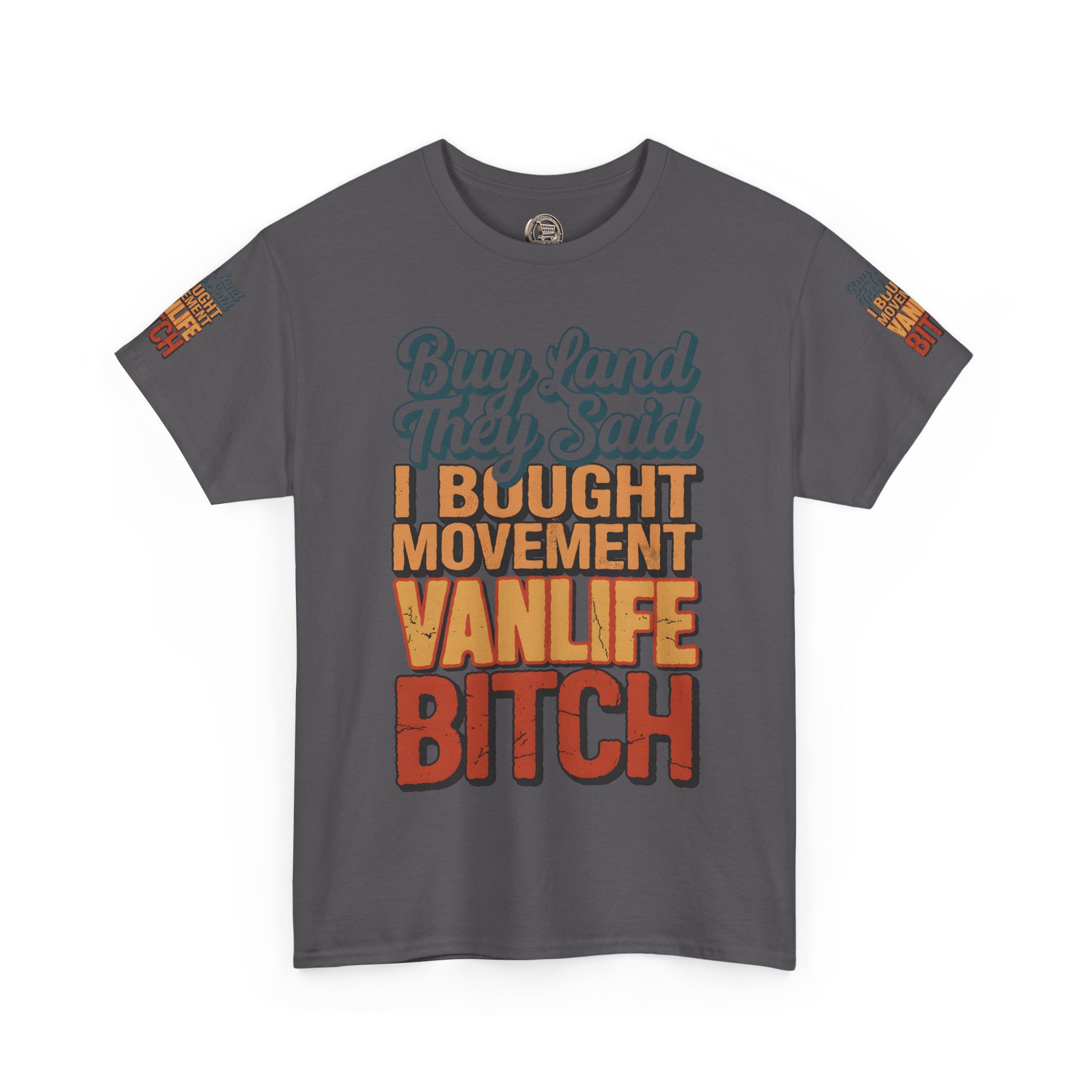 Unisex Heavy Cotton Tee — "Buy Land They Said" Design F**K-Line