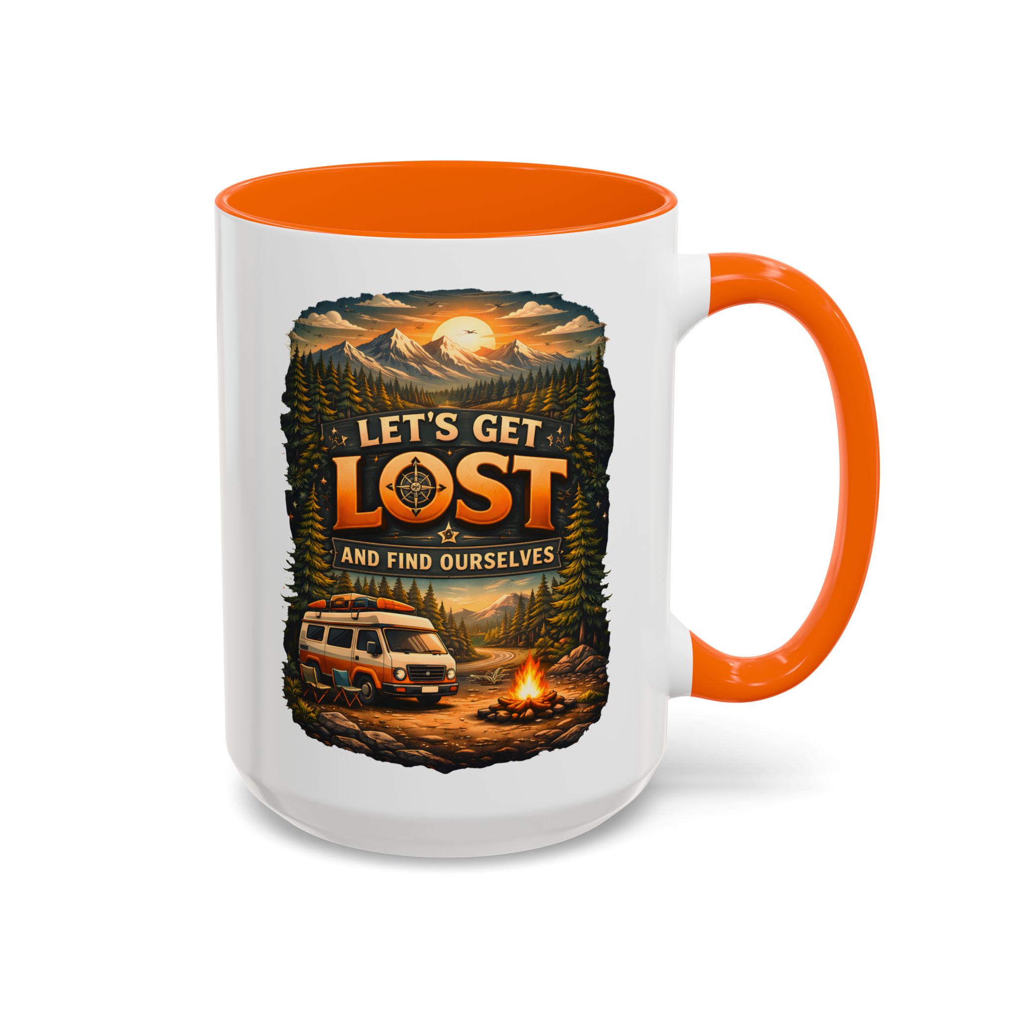 Accent Coffee Mug (11, 15oz) — "Let´s Get Lost And Find Ourselfs" Design Scenic-Line