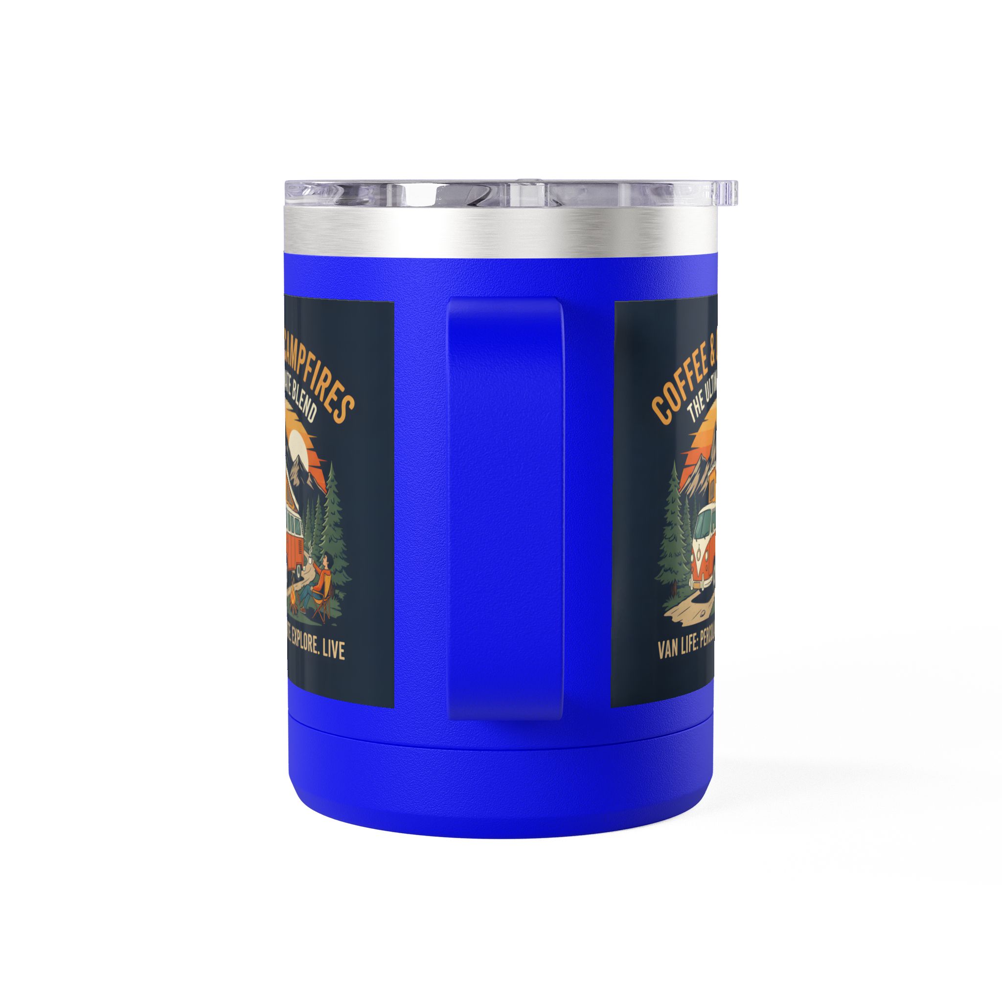 Coffee Mug Tumbler, 15oz — “Coffee & Campfires: The Ultimate Blend”
