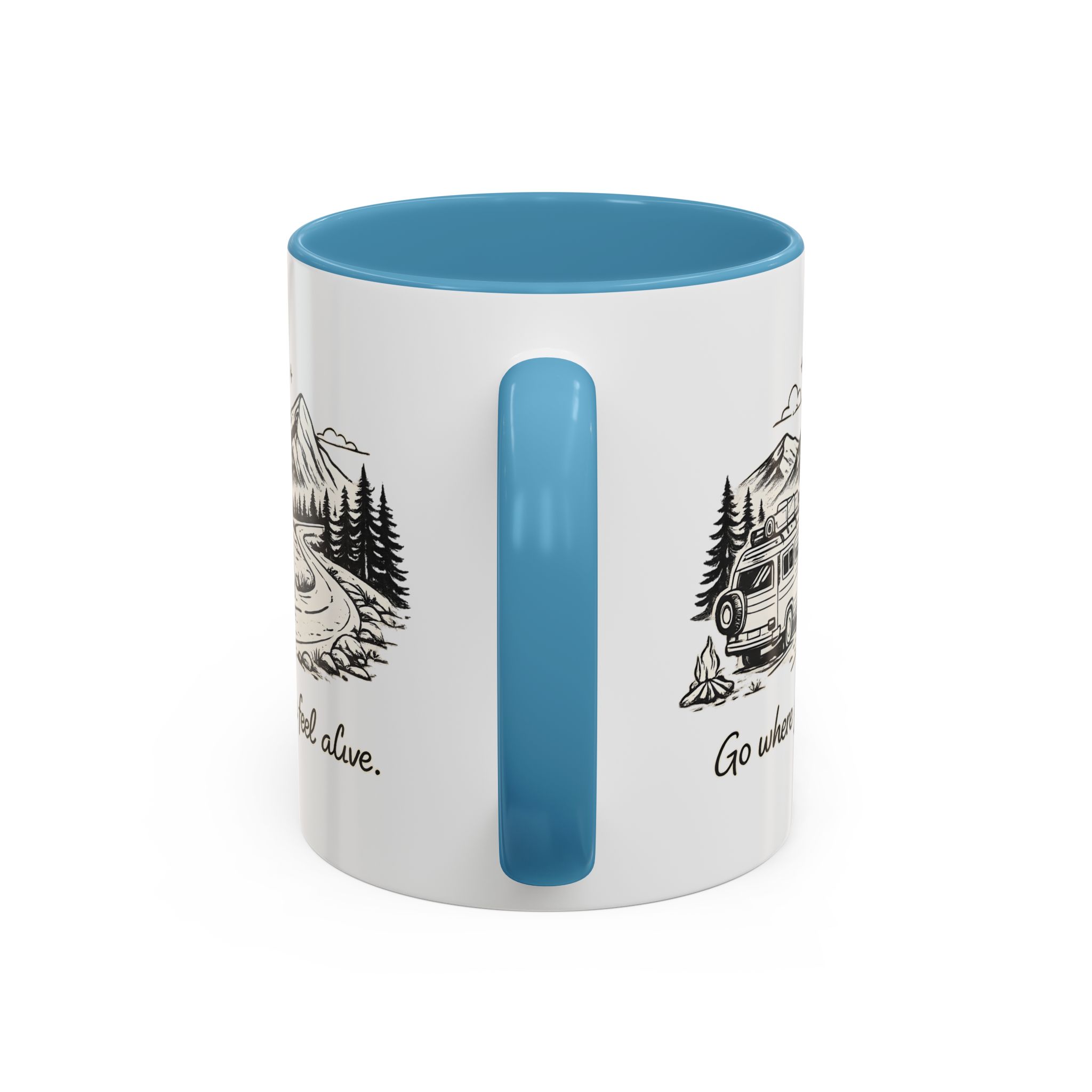 Accent Coffee Mug (11, 15oz) — "Go Where You Feel Alive" Design Minimal-Line